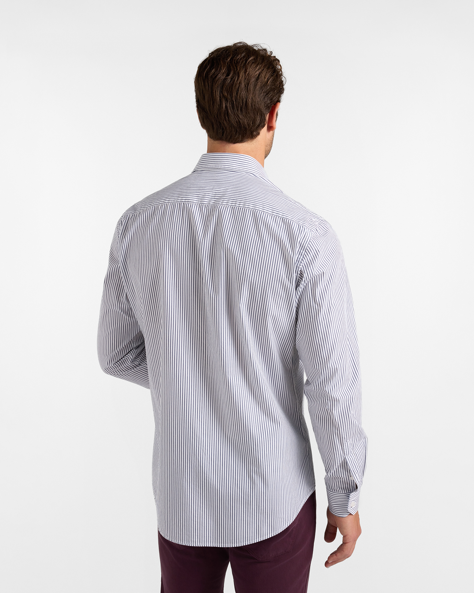 Camicia Uomo a righe su fondo  tinto filo Narrow Fit, BLUETTE, large