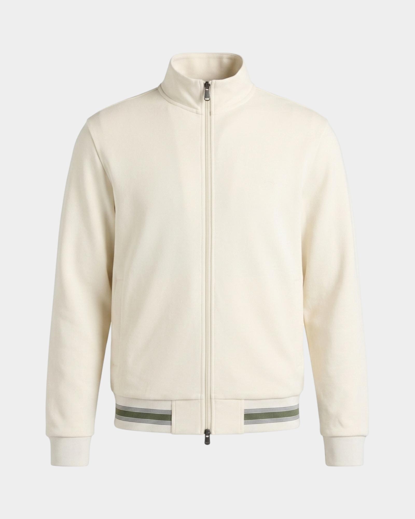 Felpa Uomo full zip in piquet  con finiture rigate, TORTORA, large