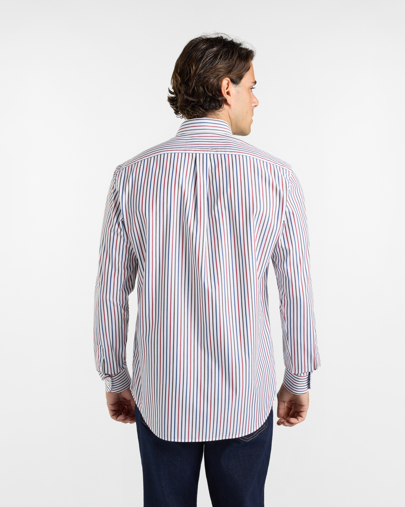 Camicia HBJ Uomoa righe Regular Fit con collo Montecarlo in puro cotone, BIANCO, large