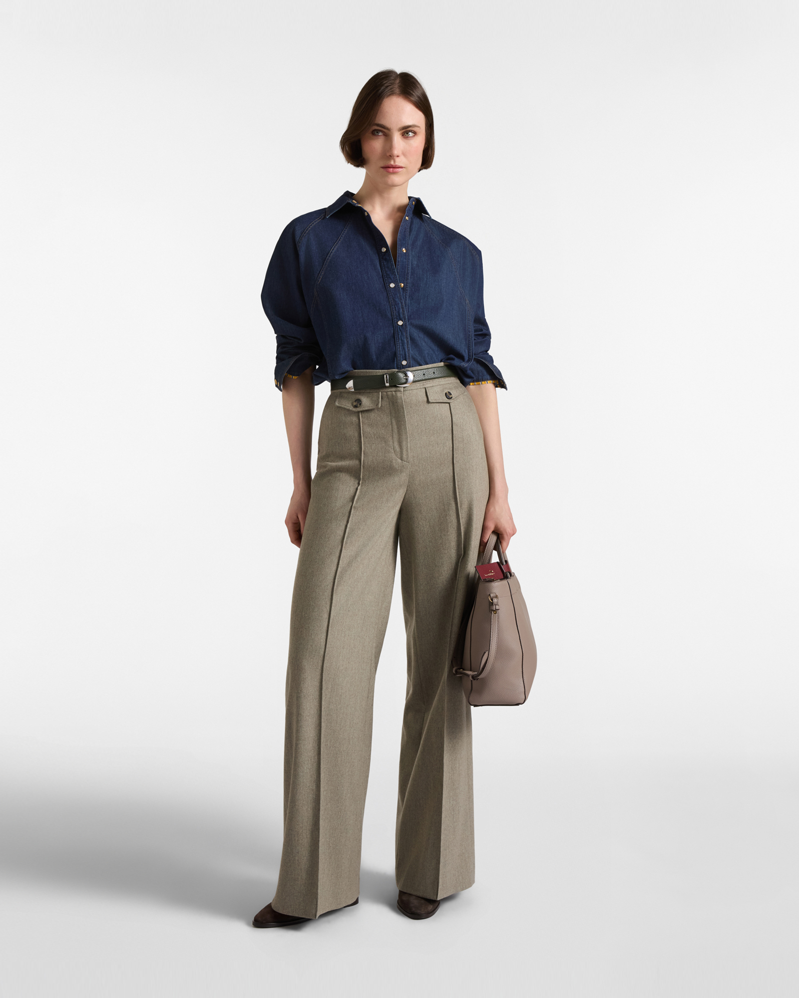Pantalone Donna vita alta Capsule Qualit&agrave; a Colori, BEIGE, large