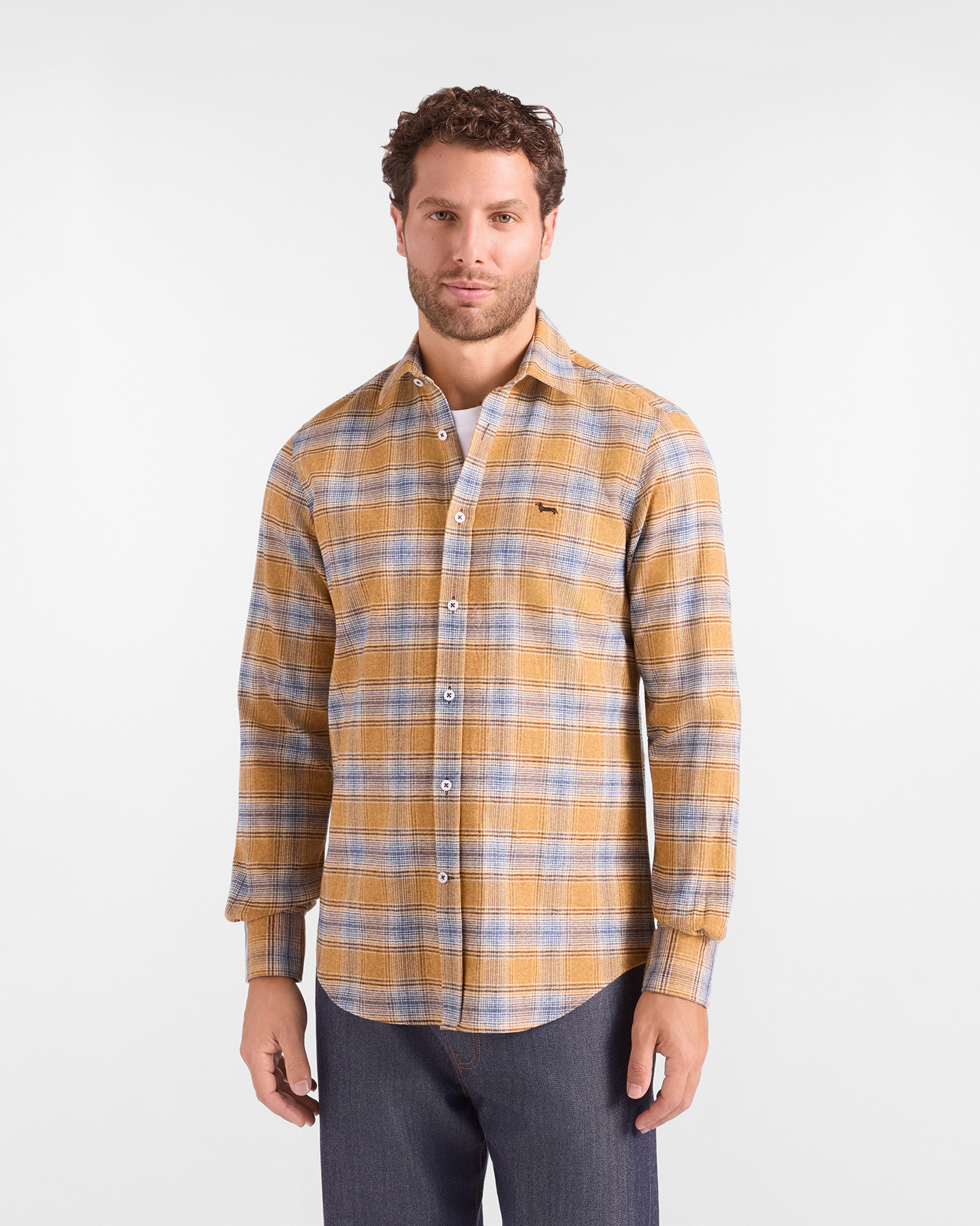 Camicia Uomo in cotone check giallo