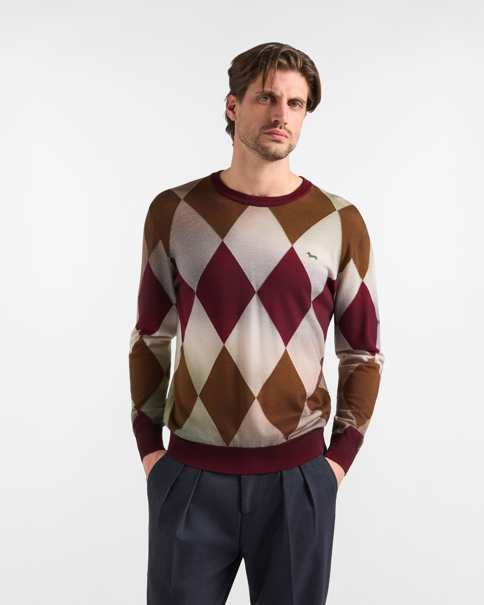 Maglia Uomo in 100% pura lana rosso Regular Fit Made in Italy