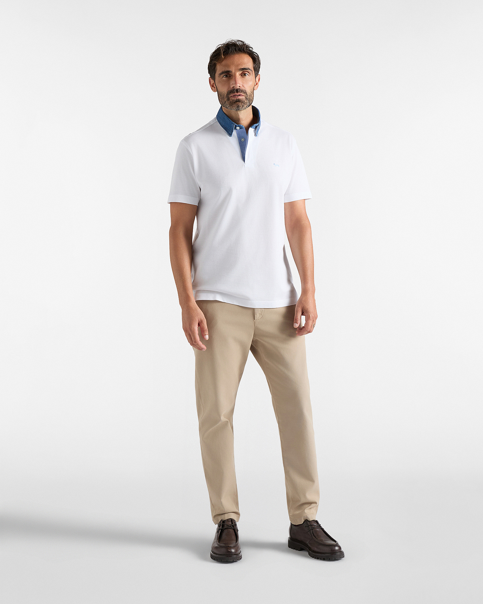 Polo da uomo manica corta in piquet mercerizzato di 100% puro cotone, BIANCO, large