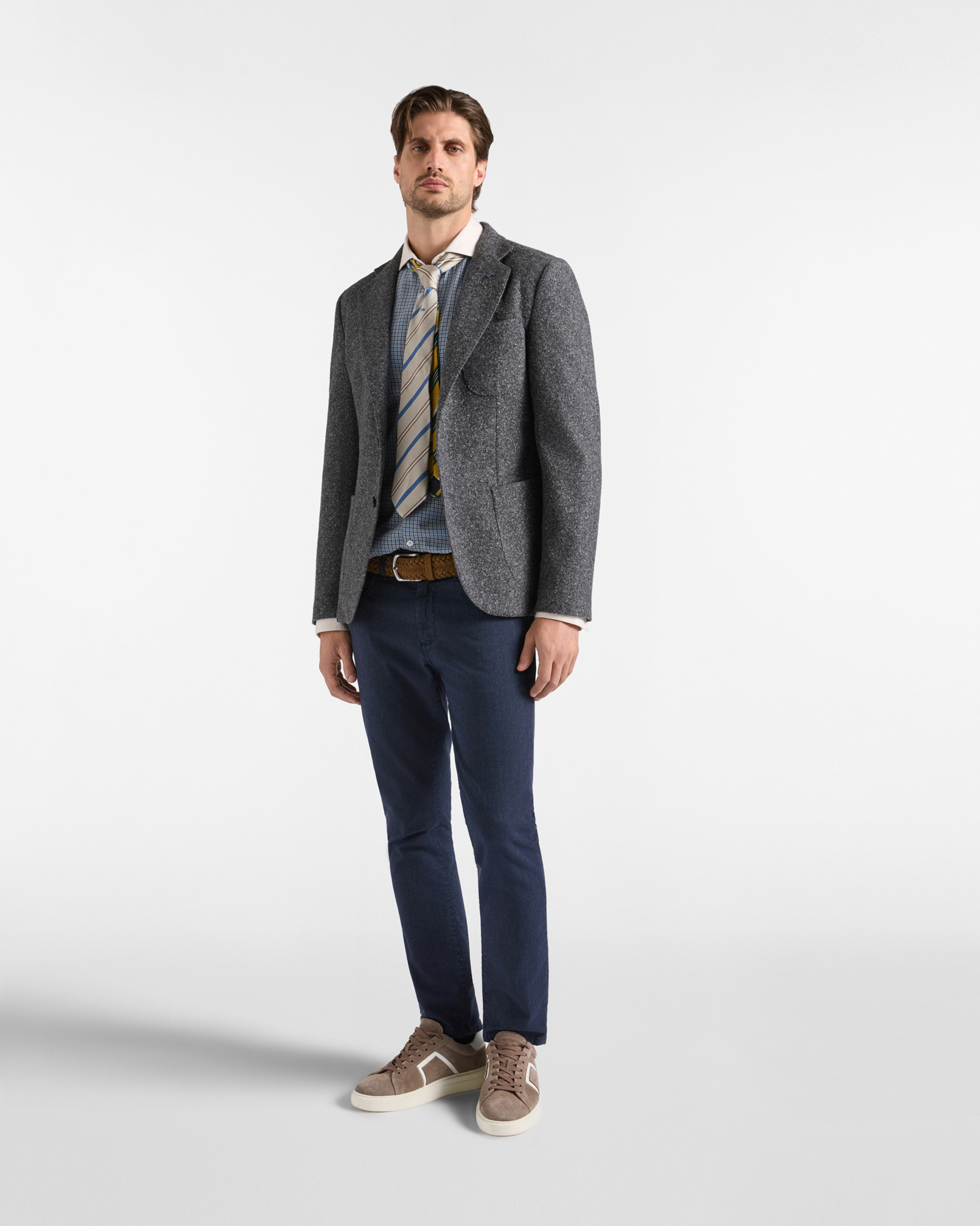 Cardigan Jacket da uomo in misto lana e seta donegal Made in Italy, ANTRACITE, large