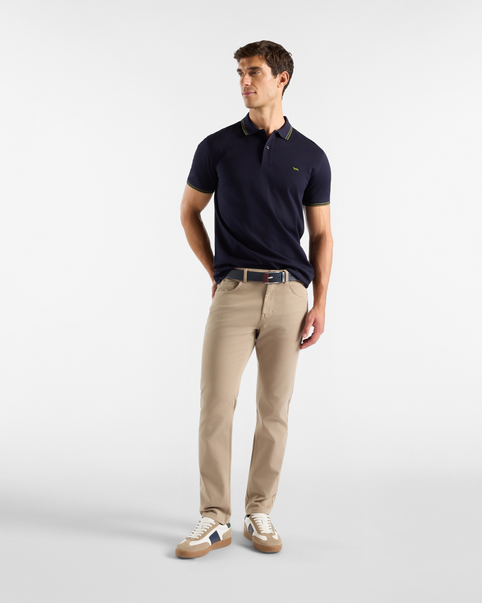 Pantalone 5 tasche Uomo in cotone stretch Narrow Fit, BEIGE, large