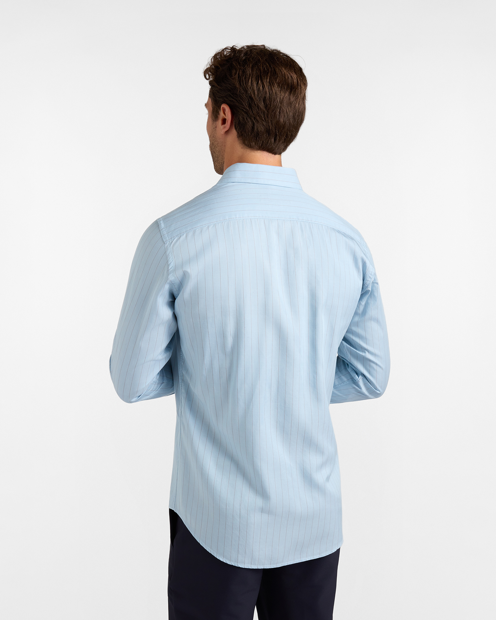 Camicia Uomo a righe twill Tencel&reg; Narrow Fit, SKY, large