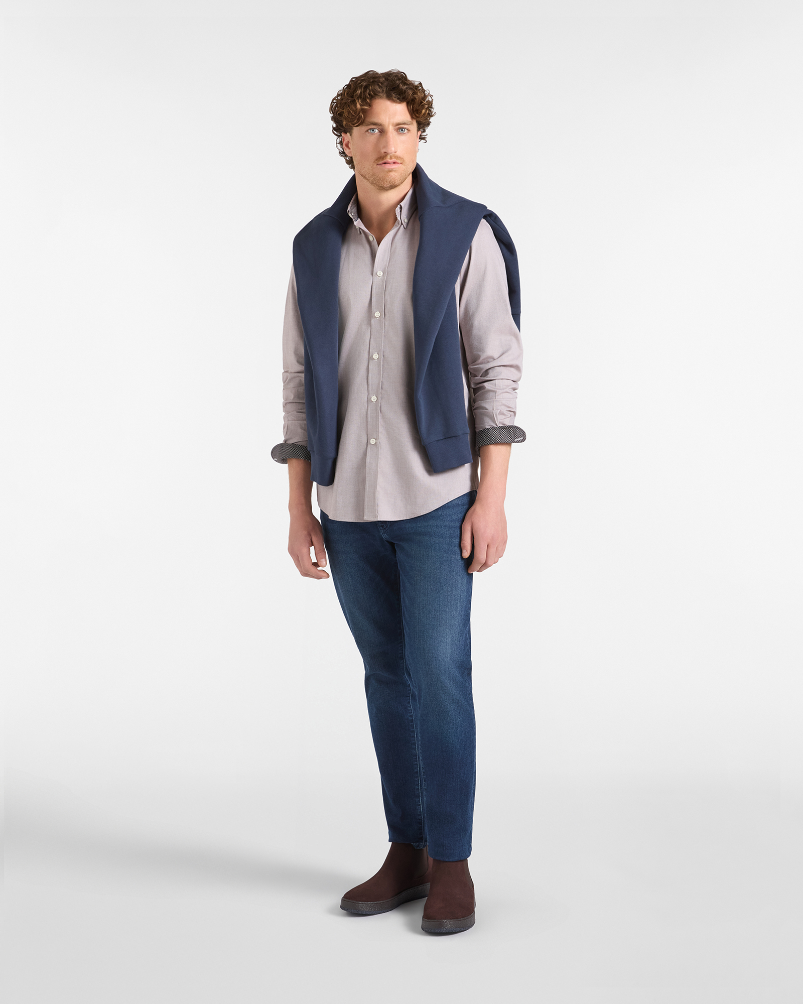 Jeans HBJ Uomo Slim Fit 5 Tasche in Denim di Cotone Stretch, BLU DENIM, large