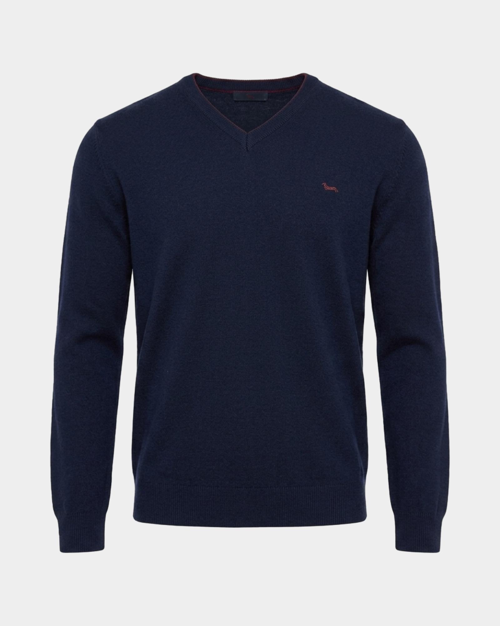 Maglia Uomo con scollo a V in misto lana e cashmere  Regular Fit, BLU NAVY, large