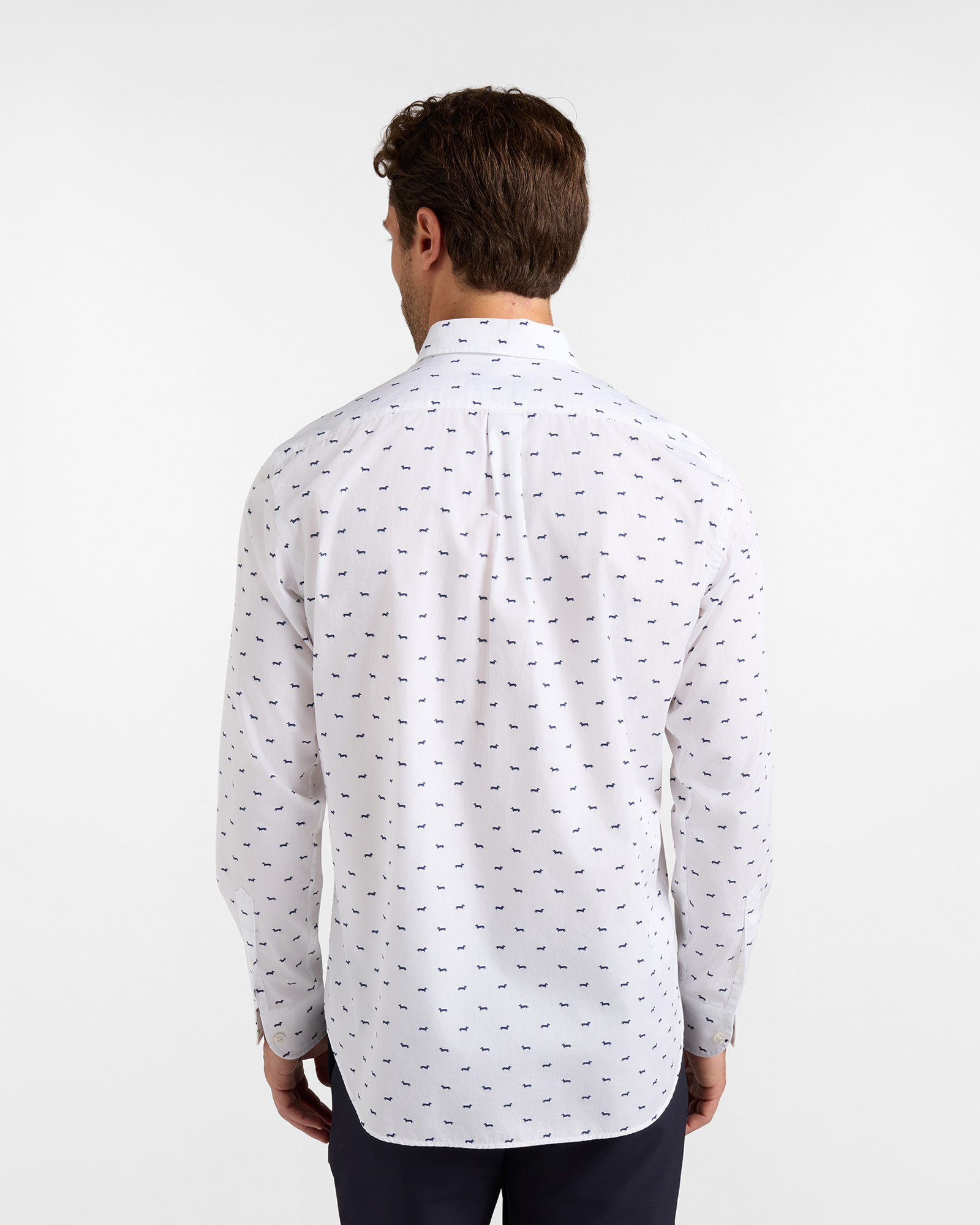 Camicia Uomo con stampa all-over Bassotto Regular Fit, BLU MARINE, large