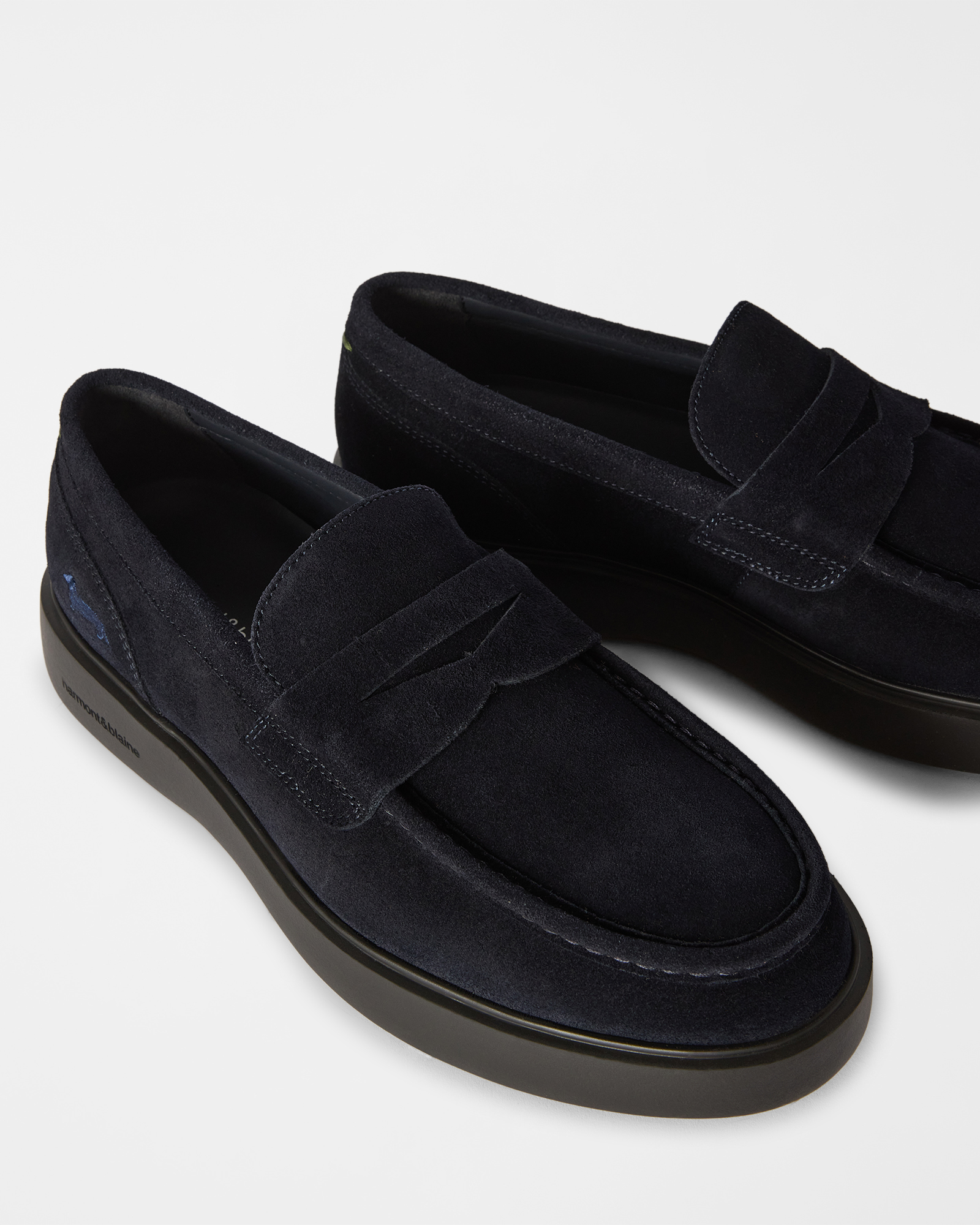 Mocassino Uomo Slip-On in Camoscio, BLU, large