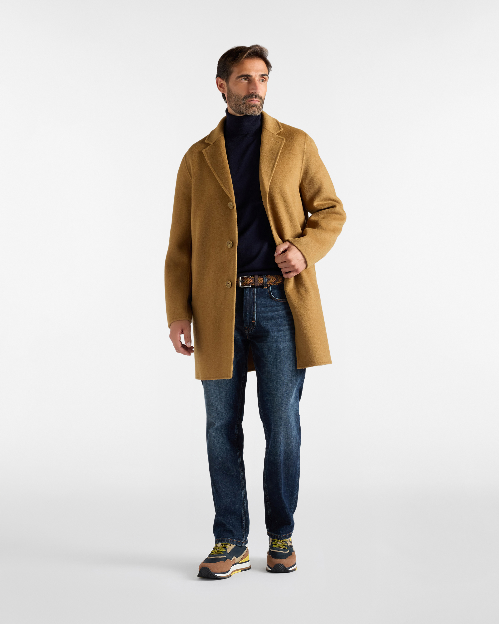 Cappotto da uomo monopetto in pura lana, MARRONE CHIARO, large