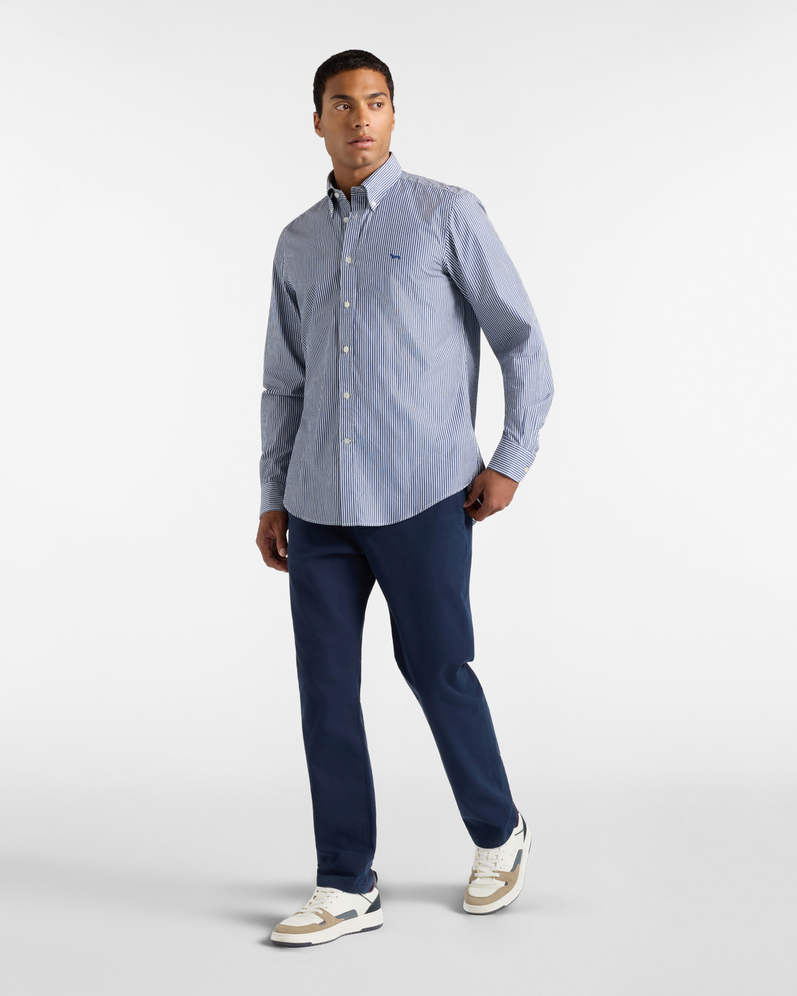 Pantalone Jogger Uomo in cotone stretch, BLU NAVY, large