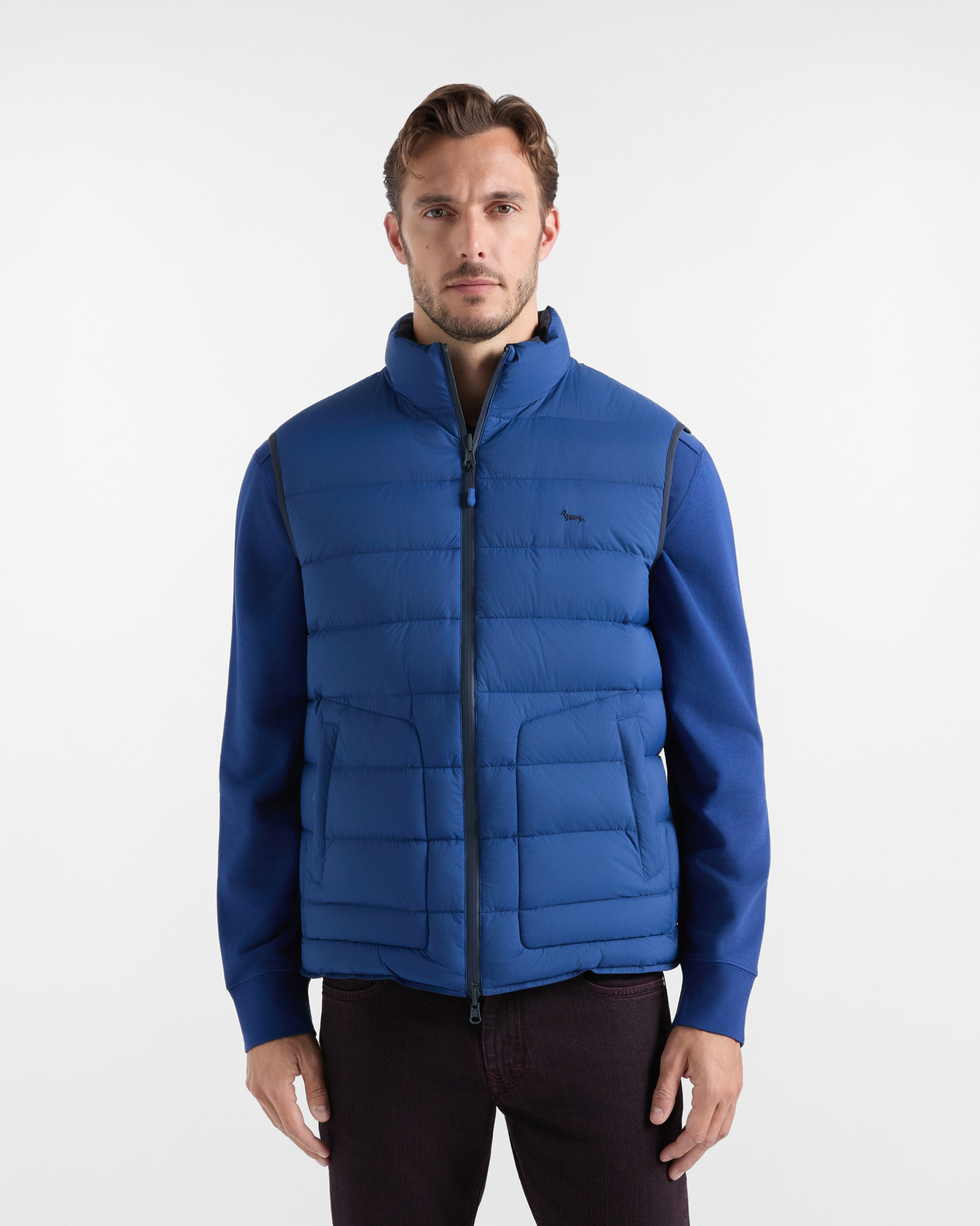 Gilet Uomo reversibile in nylon ripstop bluette/Blu Scuro