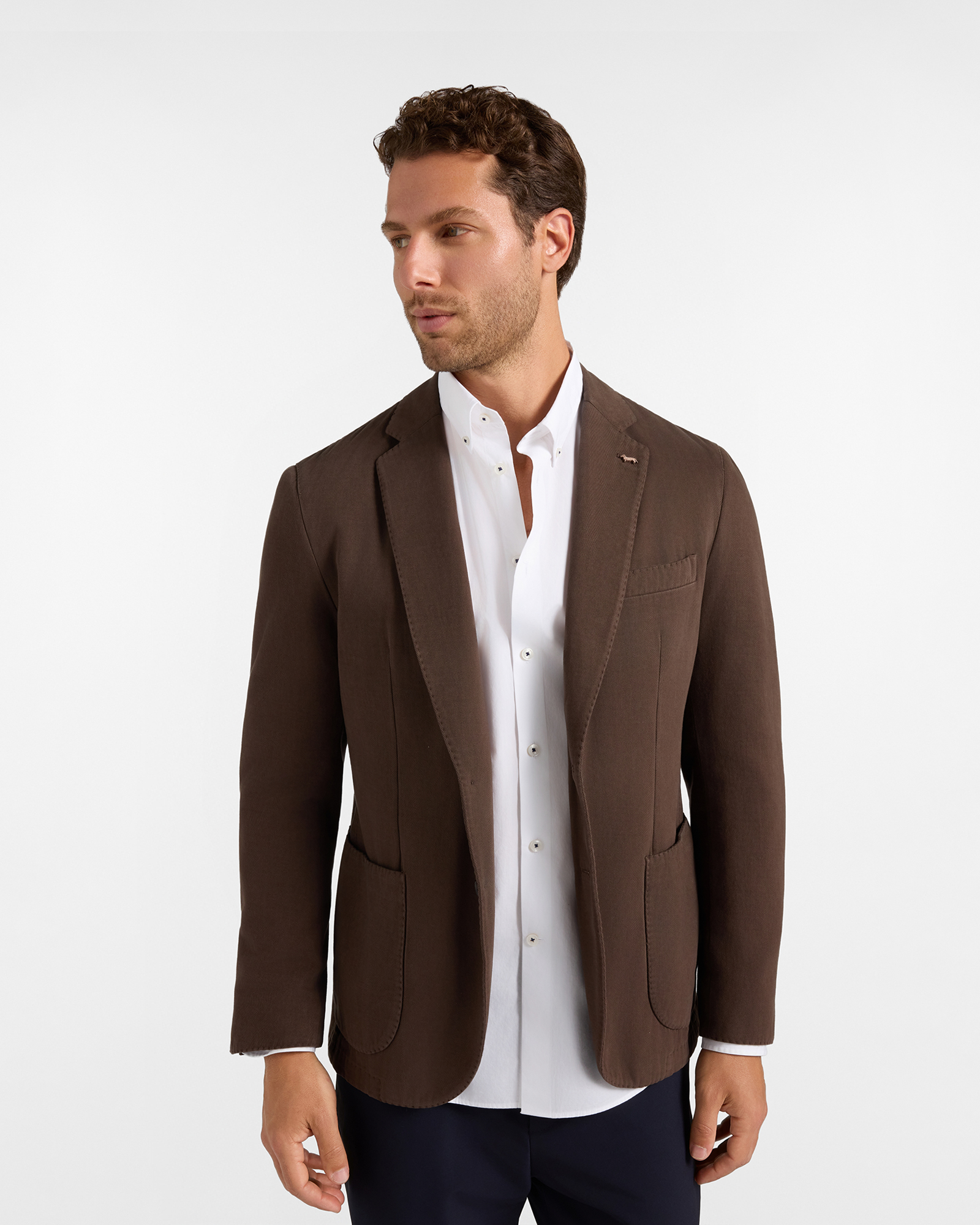 Giacca Uomo in misto cotone e cashmere marrone scuro