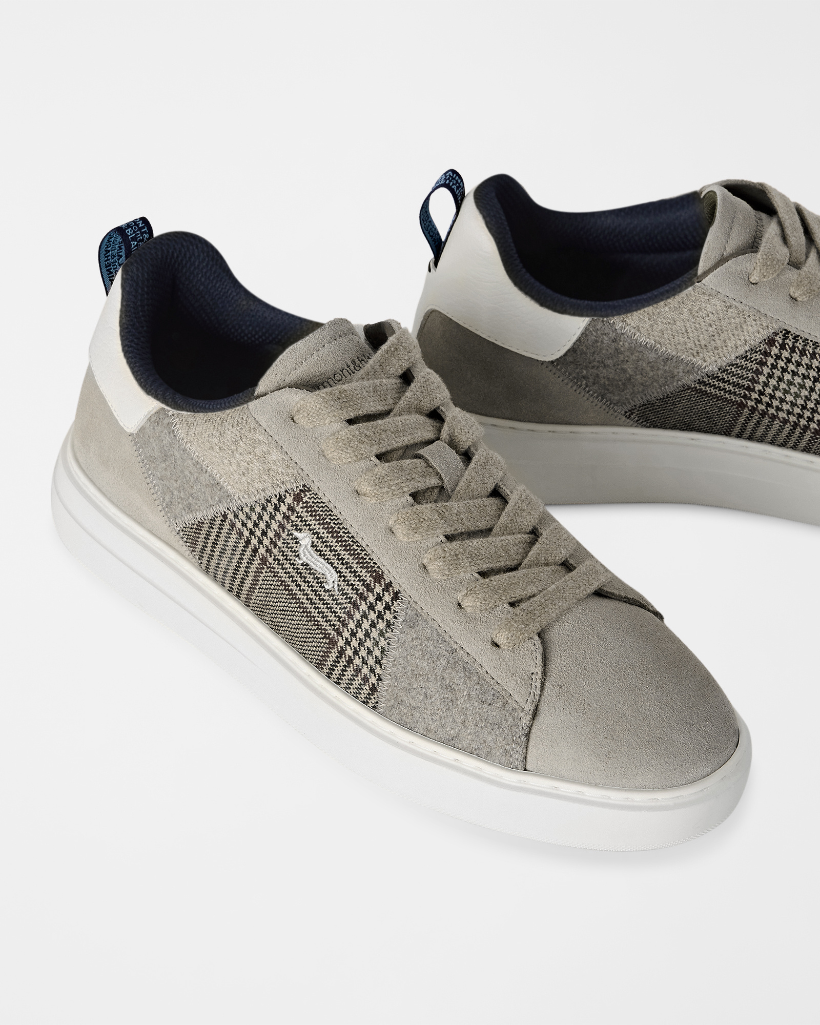 Sneaker Uomo in camoscio e patchwork di tessuti, BEIGE - BEIGE, large
