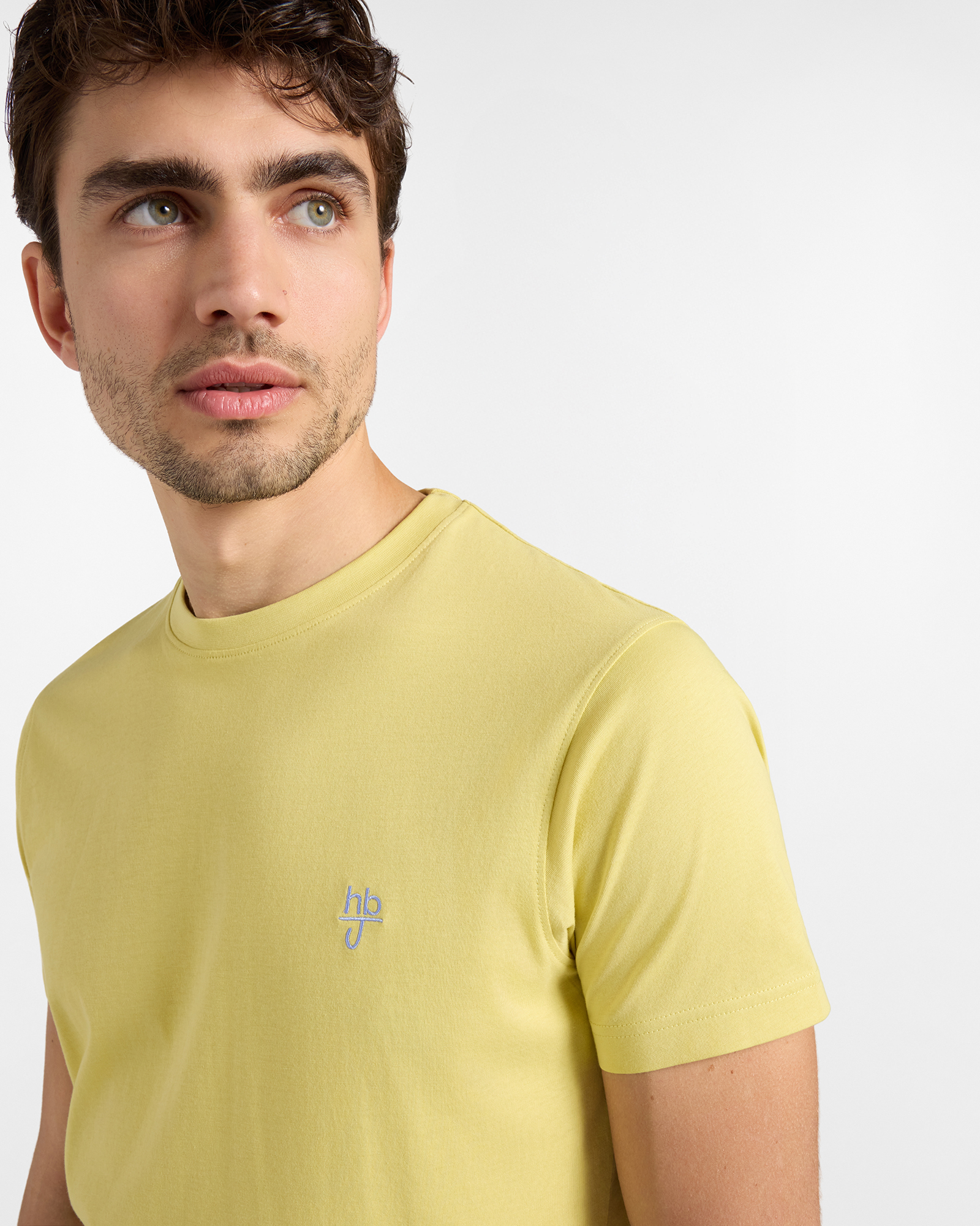 T-shirt HBJ Uomo Narrow Fit in puro cotone, GIALLO, large
