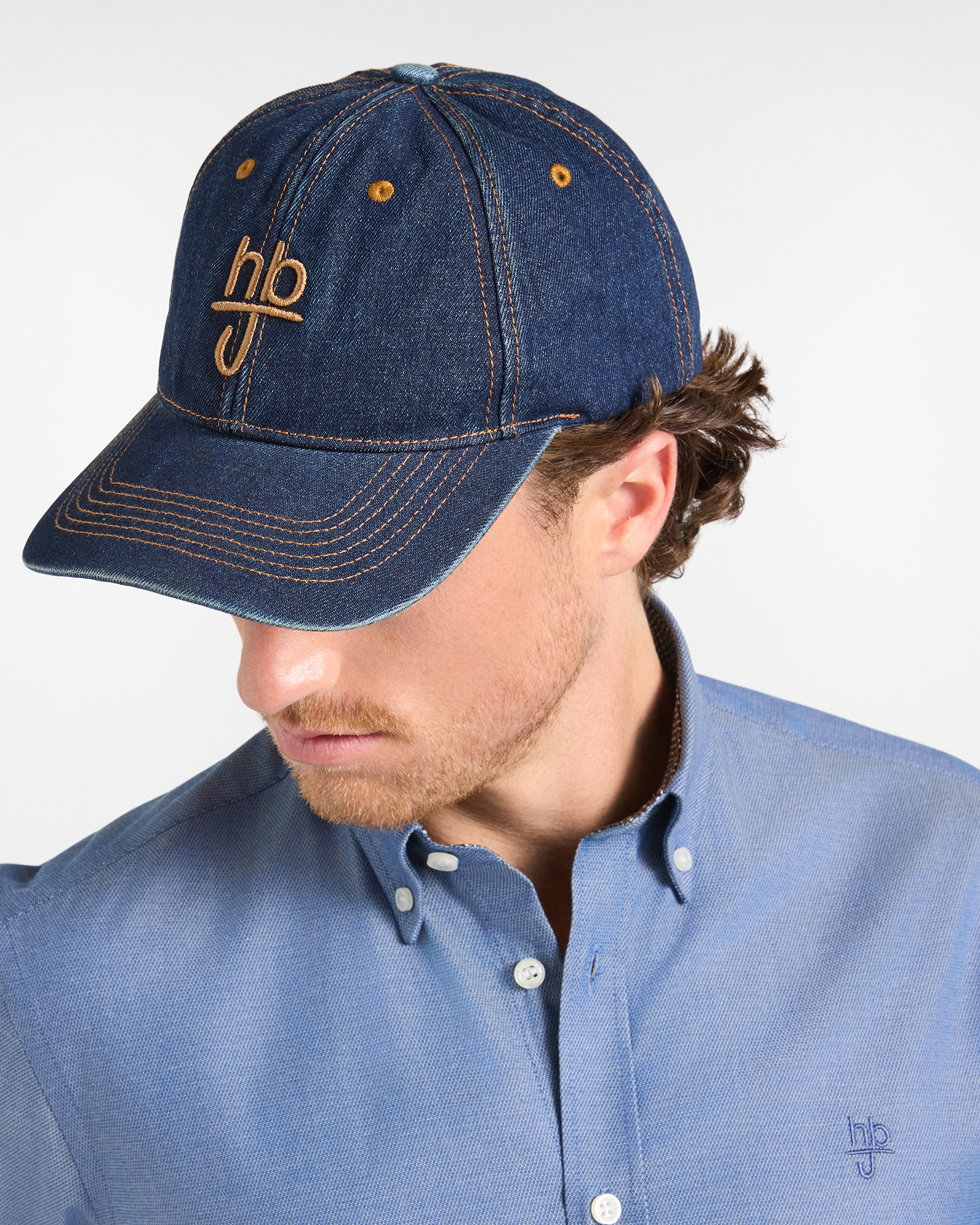 Baseball cap HBJ Uomo in denim di puro cotone blu