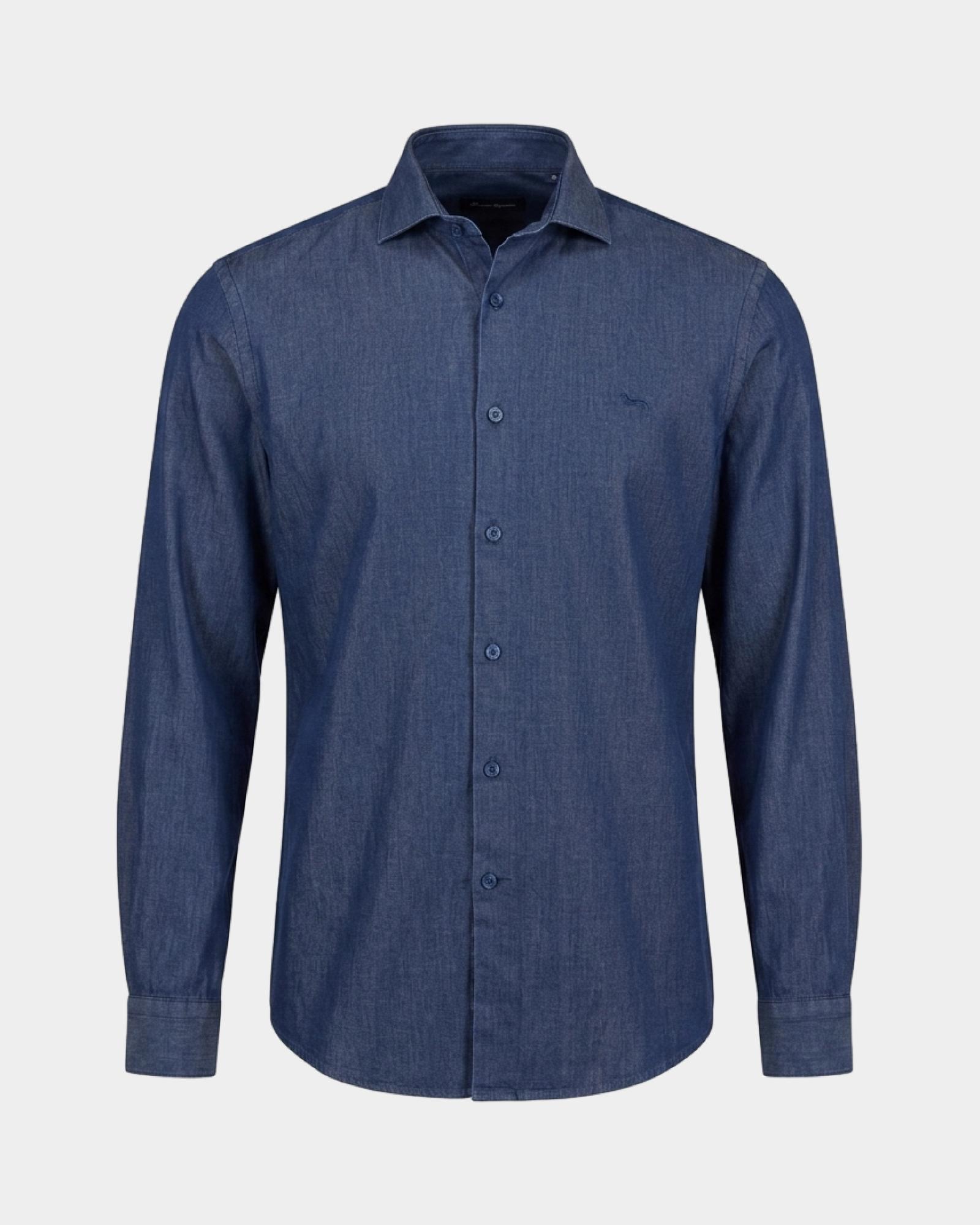Camicia Uomo denim collo French Narrow Fit, BLU NAVY, large