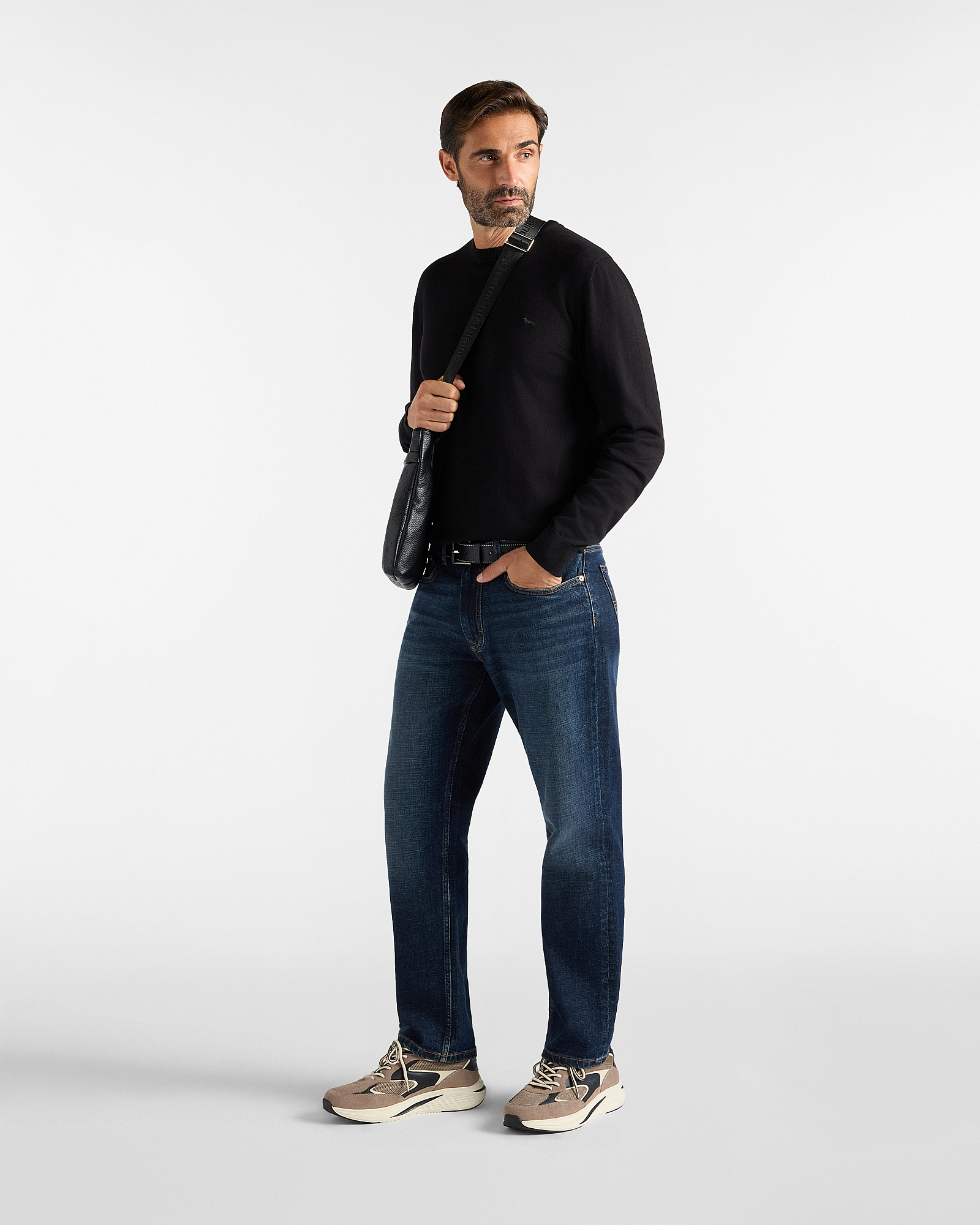 Maglia Uomo in misto cotone e cashmere  Regular Fit Made in Italy, NERO, large