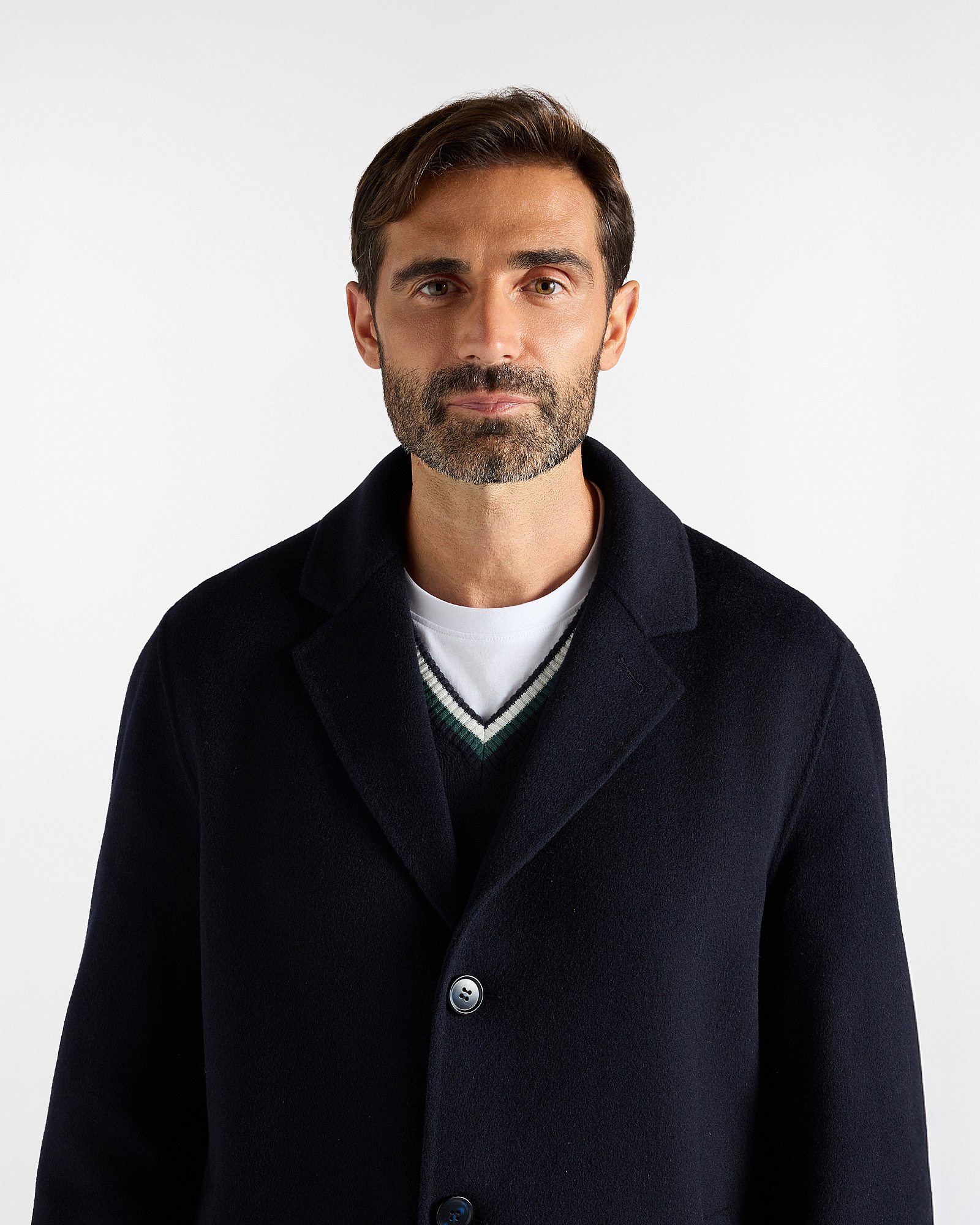 Cappotto da uomo monopetto in pura lana, BLU NAVY, large