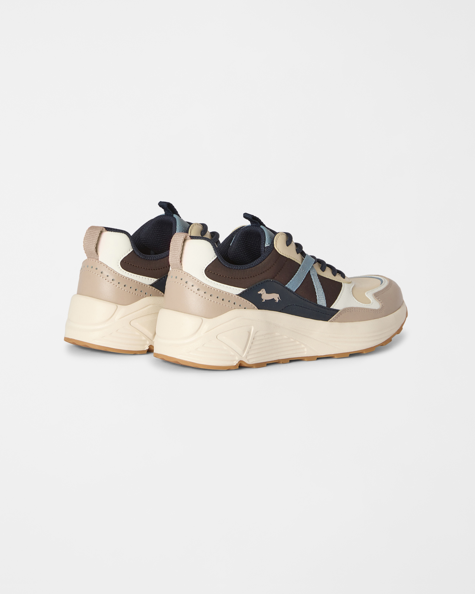 Sneaker Donna Patchwork in vera pelle, AZZURRO, large