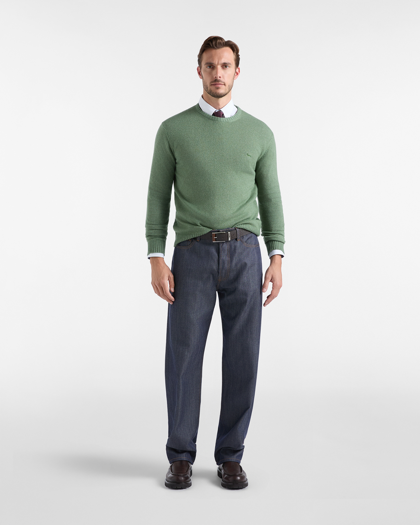 Maglia Uomo in misto lana Regular Fit Made in Italy, VERDE SPORT, large