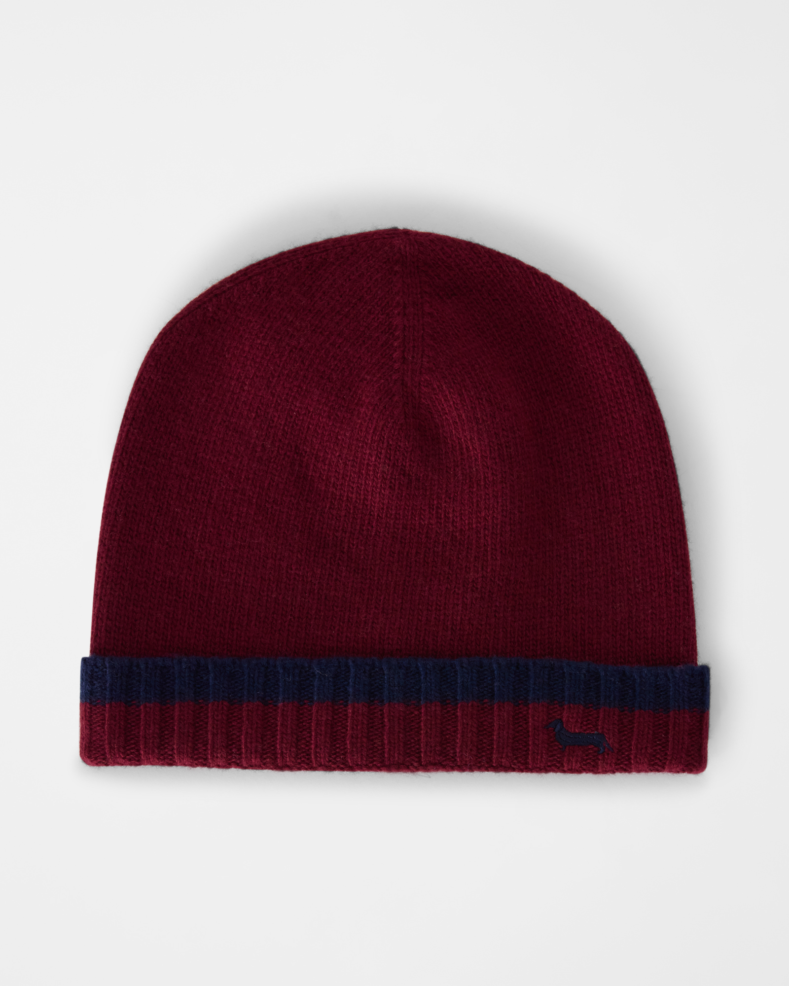 Beanie Uomo in misto lana e cashmere con ricamo bassotto rosso
