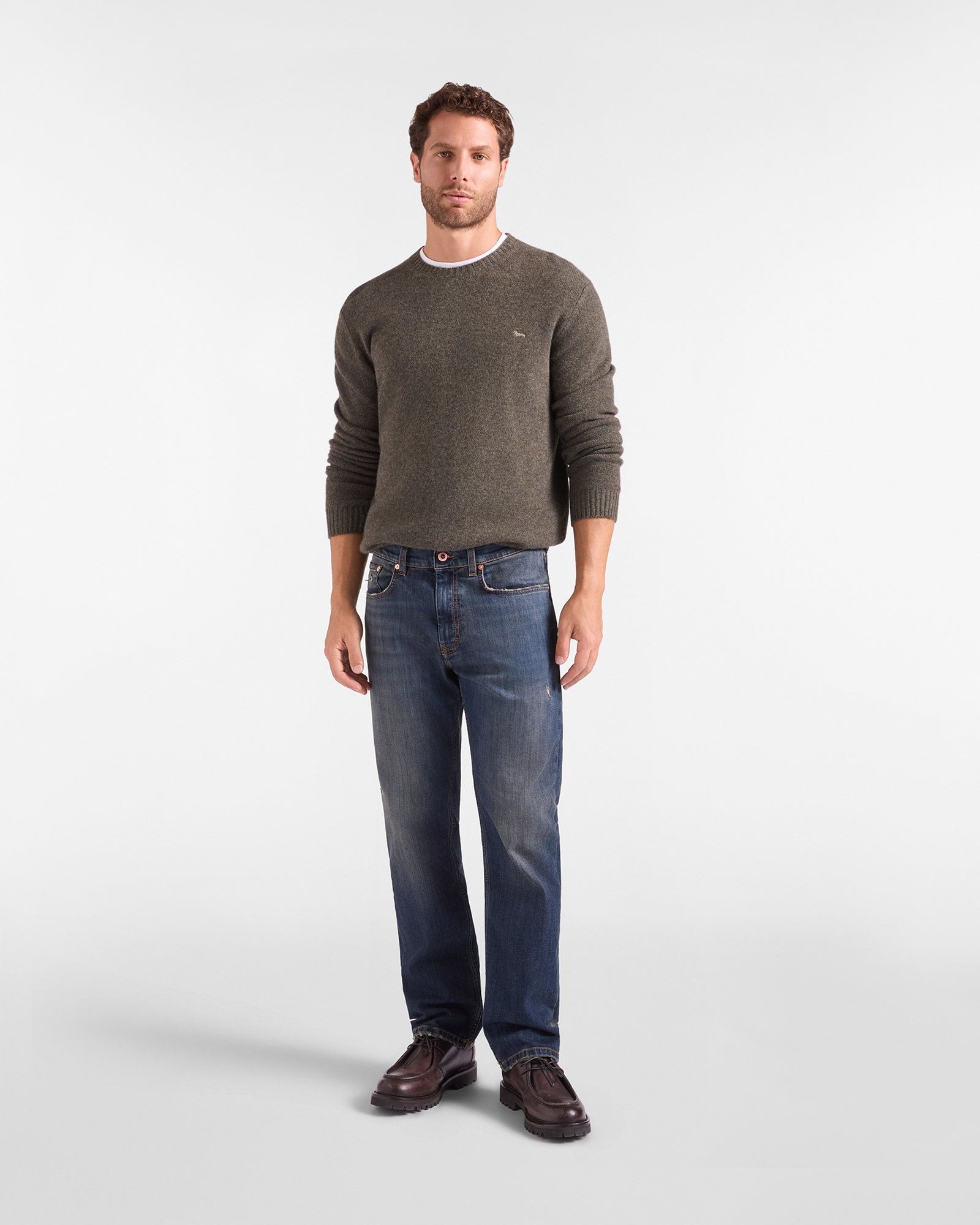 Maglia Uomo in 100% puro cashmere Regular Fit Made in Italy, VERDE PETROLIO, large