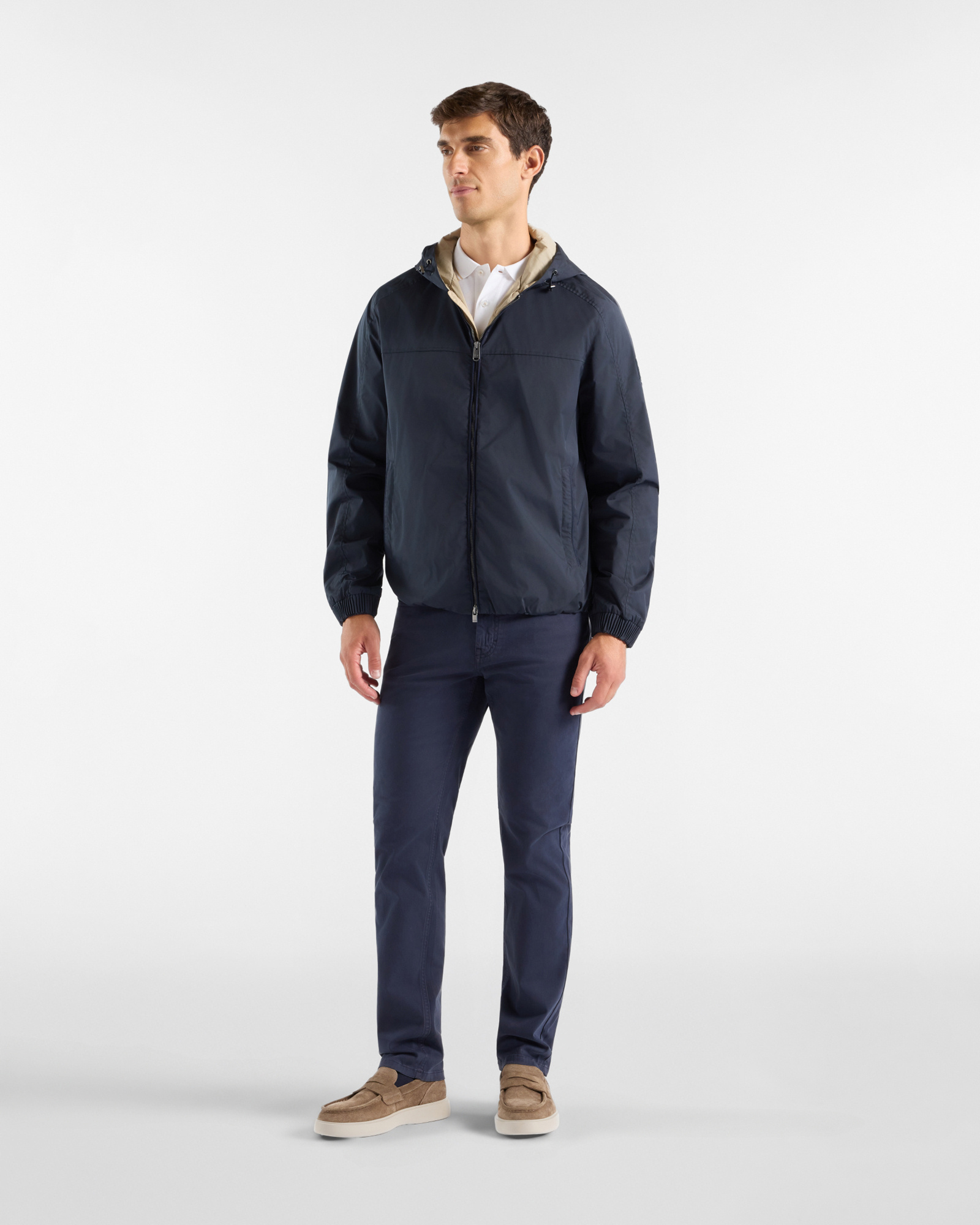 Giubbino da uomo in nylon con doppia chiusura, BLU NAVY, large