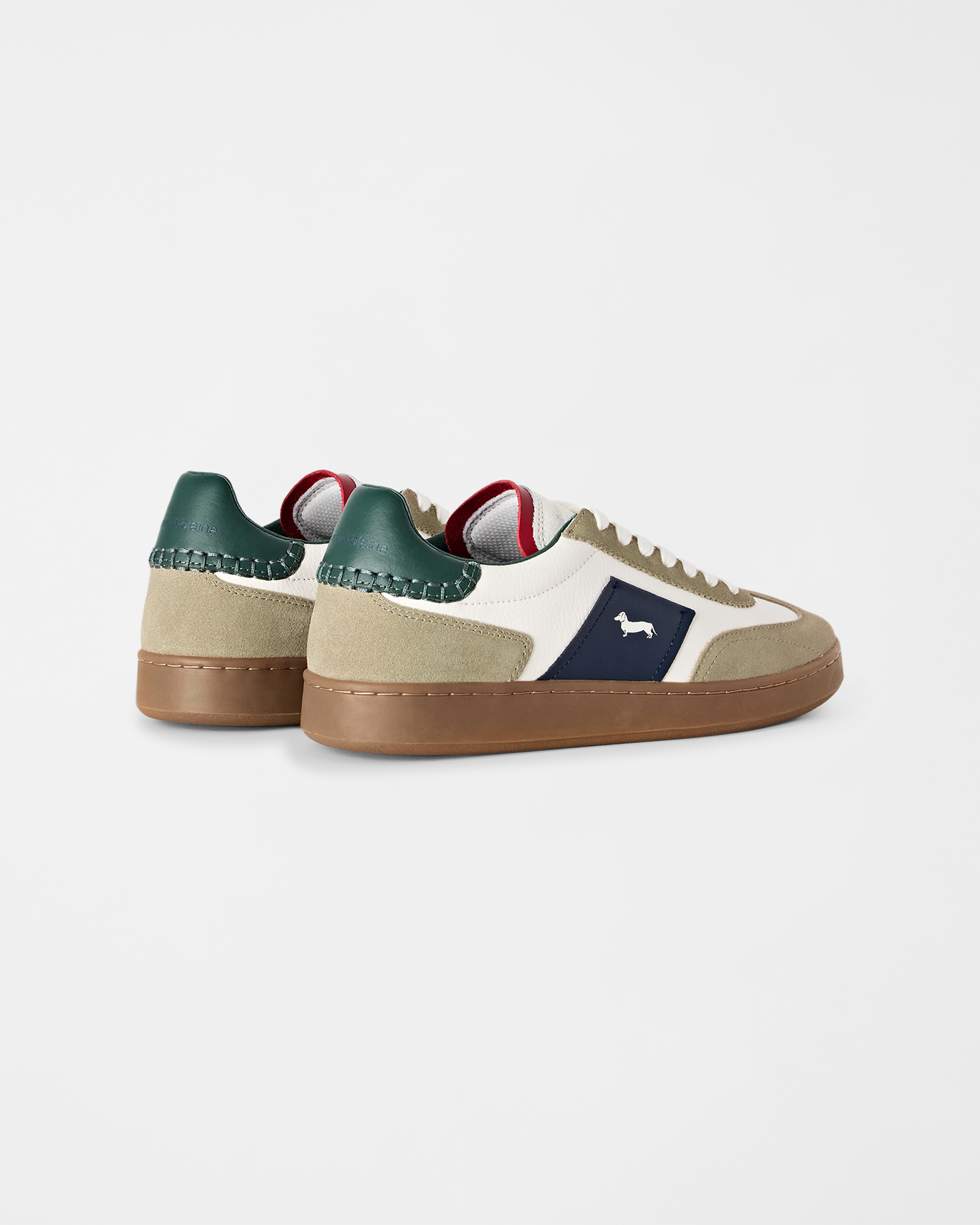 Sneaker Uomo Metropolis in pelle e camoscio con suola colorata, TAUPE - OFF WHITE, large