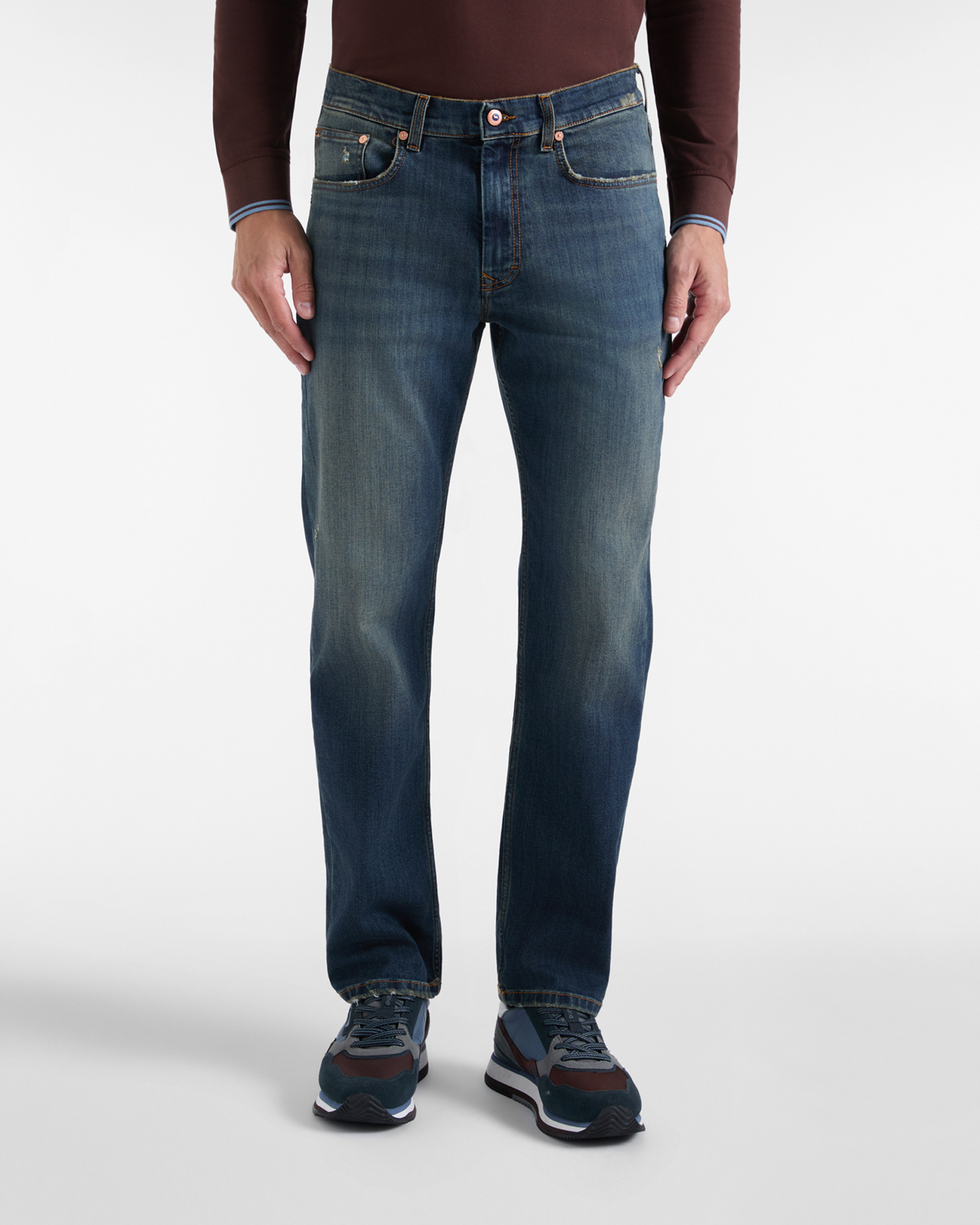 Denim 5 Tasche Regular Uomo in denim blu lavato