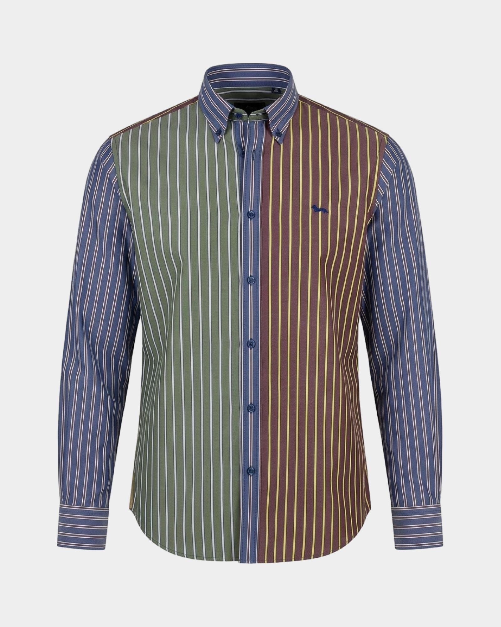 Camicia Piazzetta Uomo righe regimental Regular Fit, BLU NAVY, large