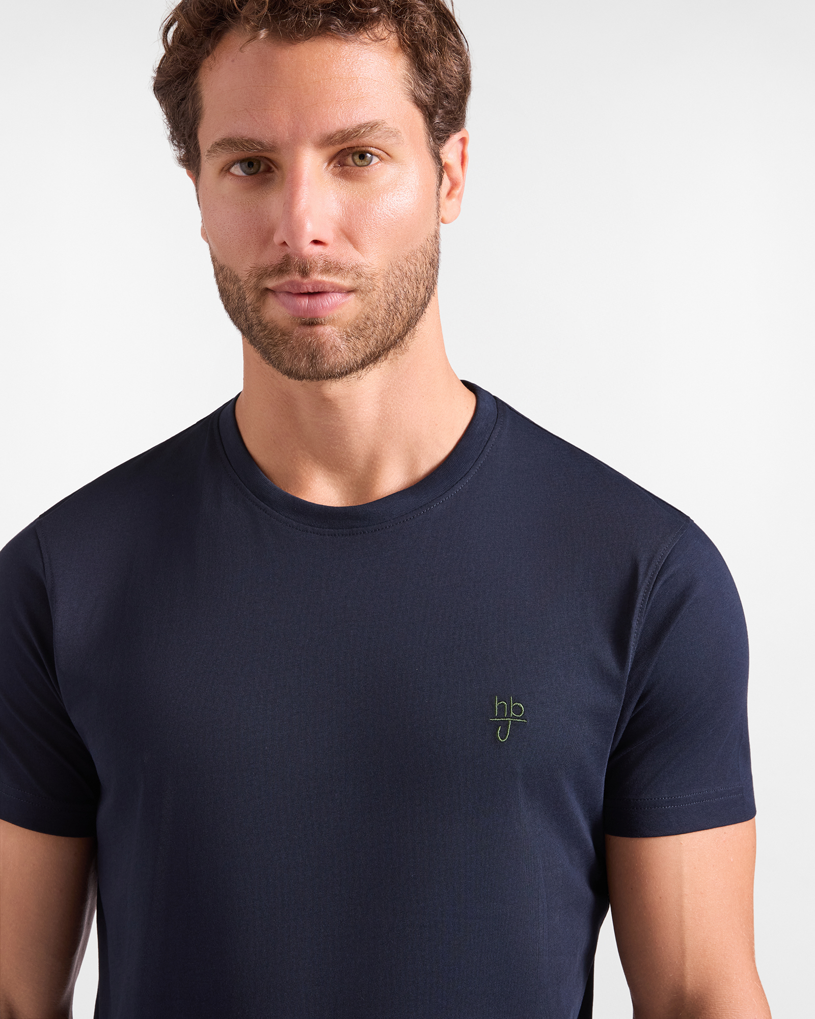 T-shirt HBJ Uomo Narrow Fit in puro cotone, BLU SCURO, large