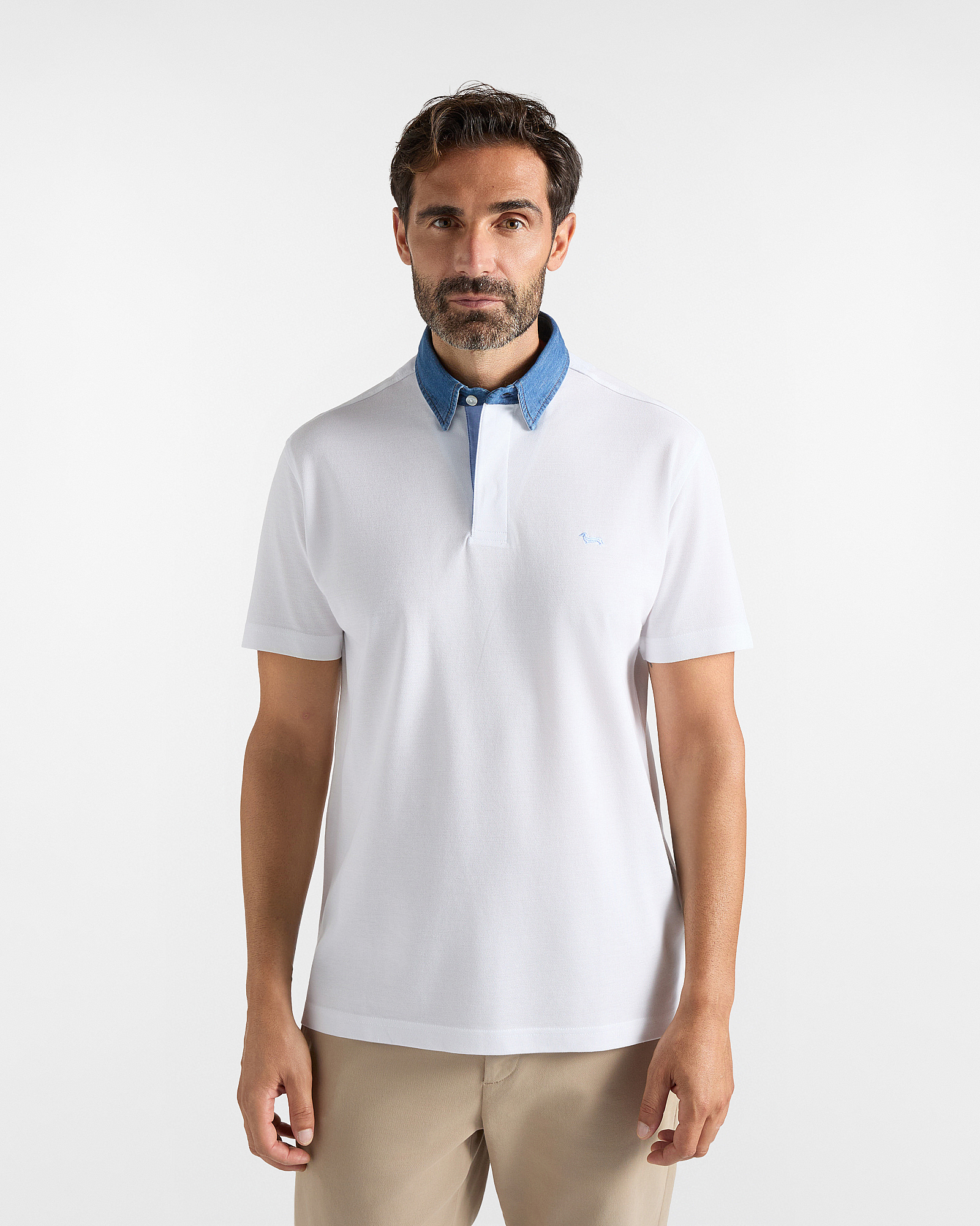 Polo uomo Vietri manica corta in piquet mercerizzato di 100% puro cotone bianco