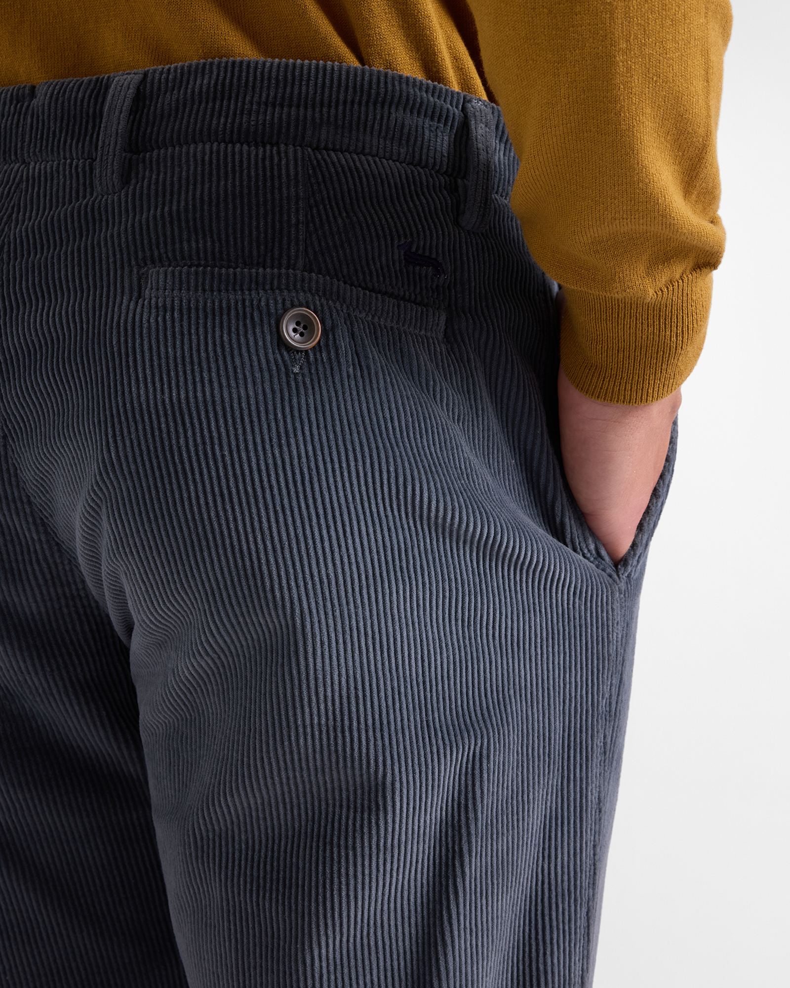 Pantalone Chino Uomo in velluto a coste Regular Fit, GRIGIO, large