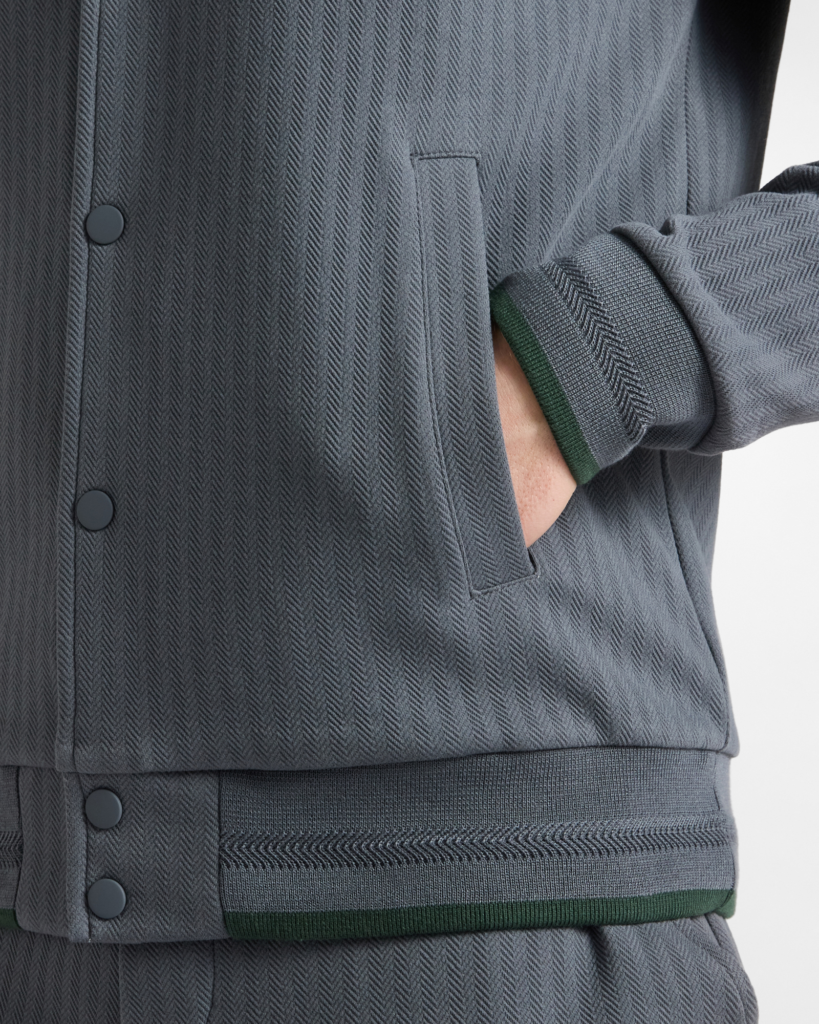 Bomber Uomo in felpa con trama herringbone, GRIGIO, large