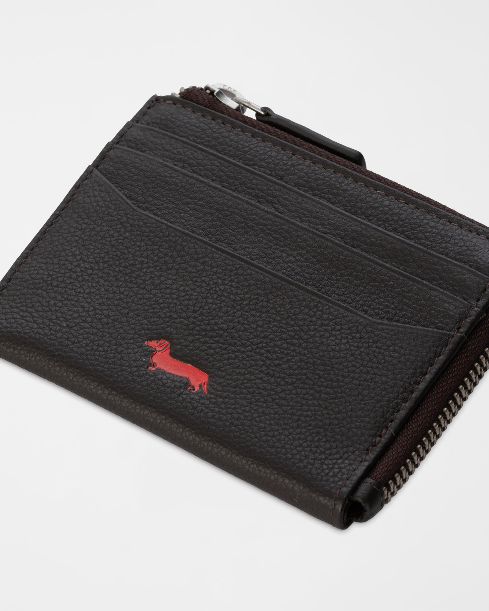 Portacarte Uomo con Tasca Zip in Vera Pelle, ROVERE MORO, large