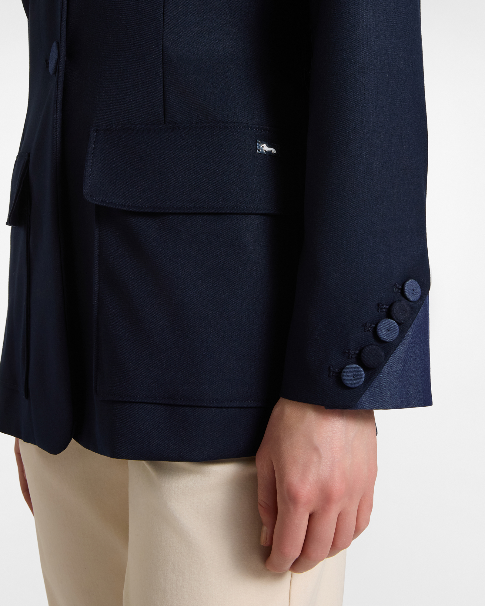 Giacca da donna blazer in poliviscosa  Slim Fit Made in Italy, BLU, large