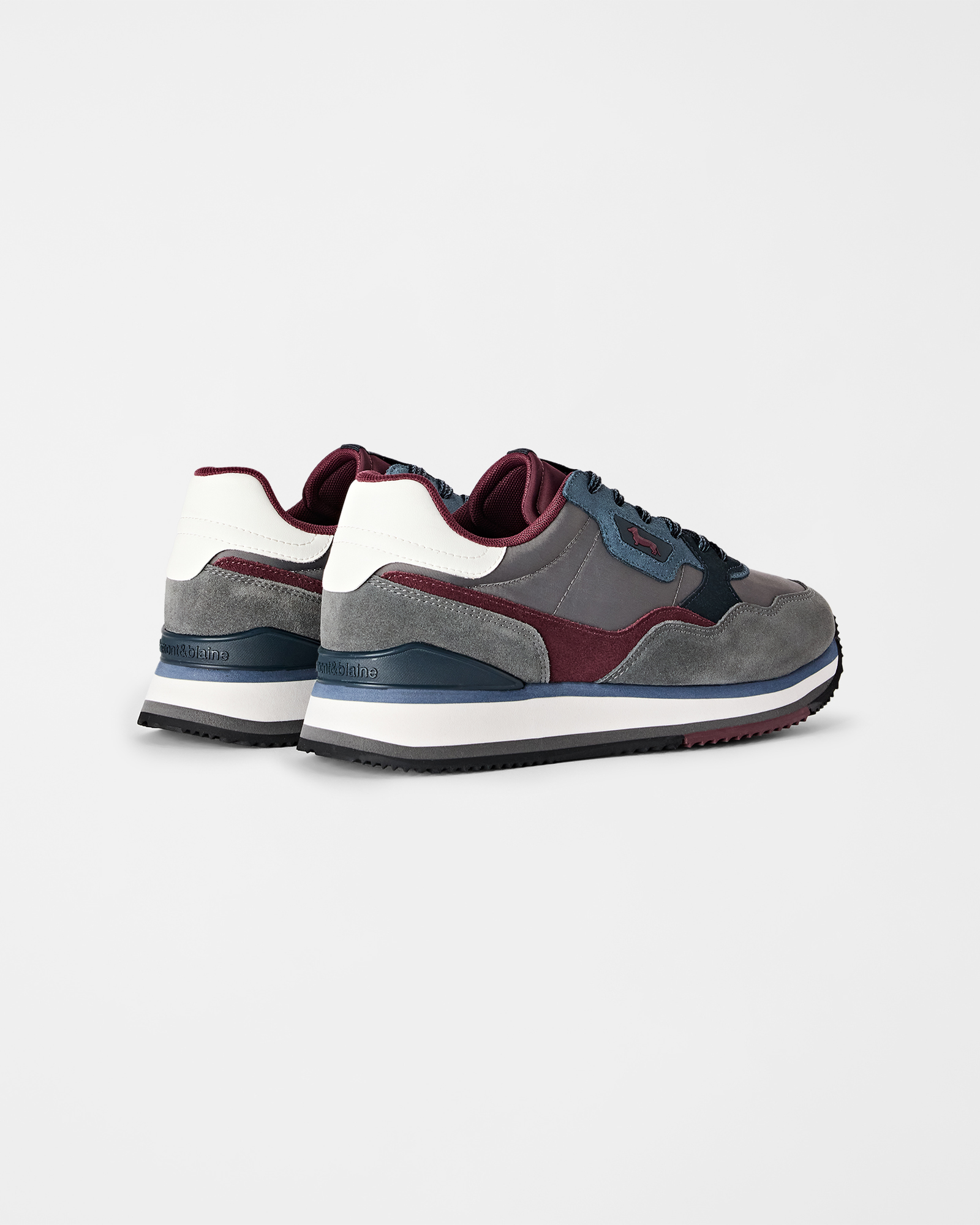 Sneaker Uomo running in suede tricolore e tessuto tecnico tricolore, ANTRACITE, large