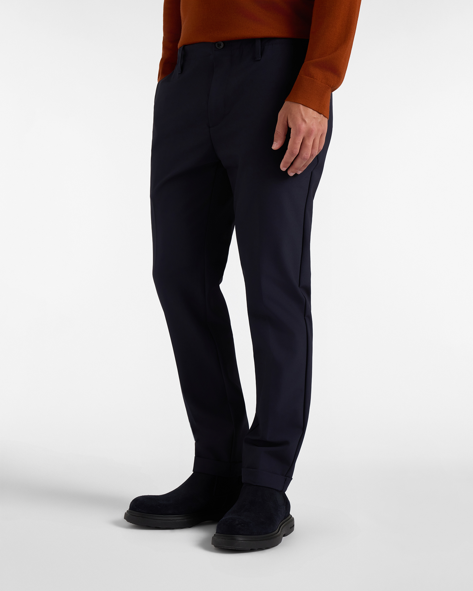 Pantalone Chino Uomo in nylon stretch blu D-Fit