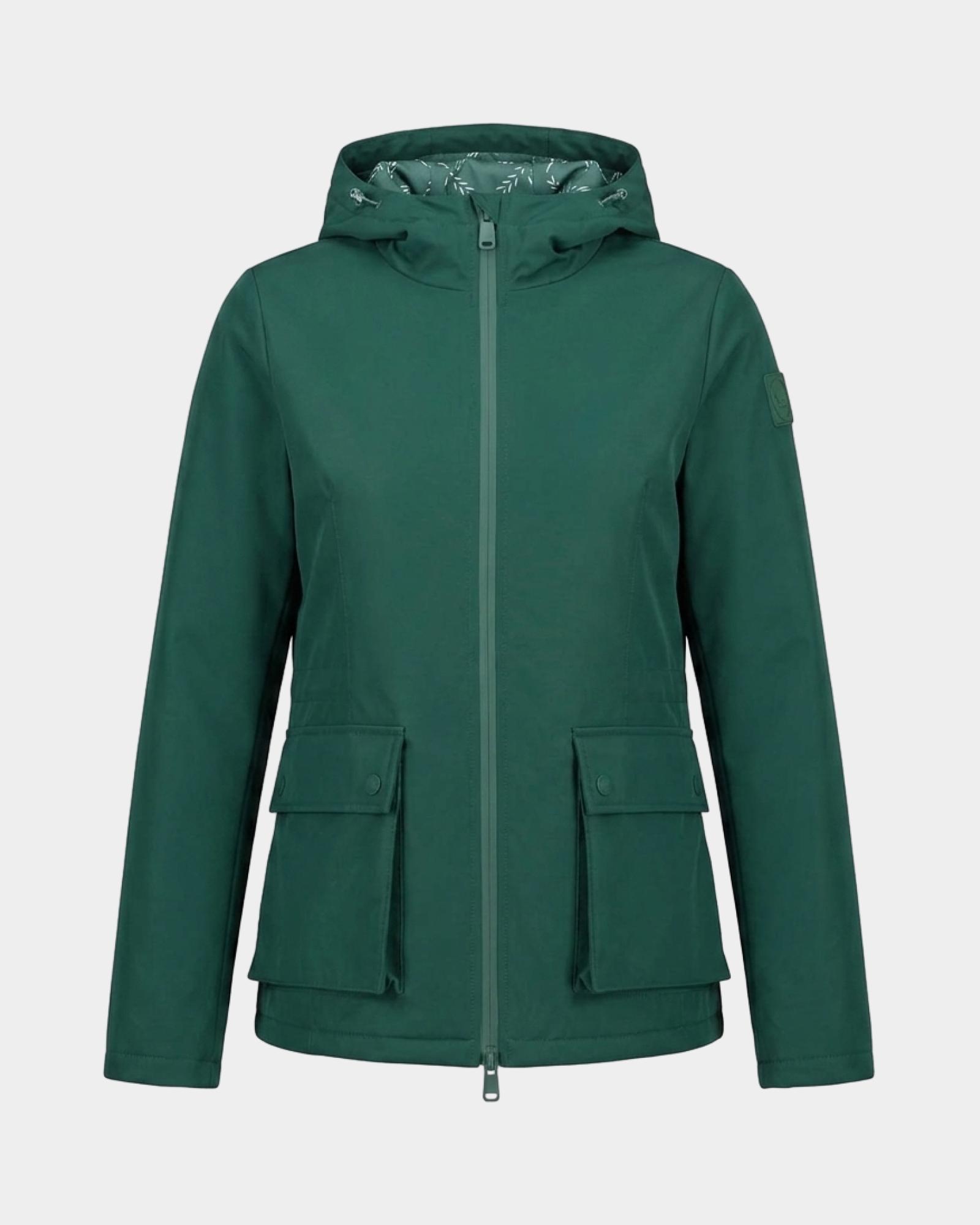 Giubbino da donna con cappuccio verde in nylon tecnico, VERDE, large