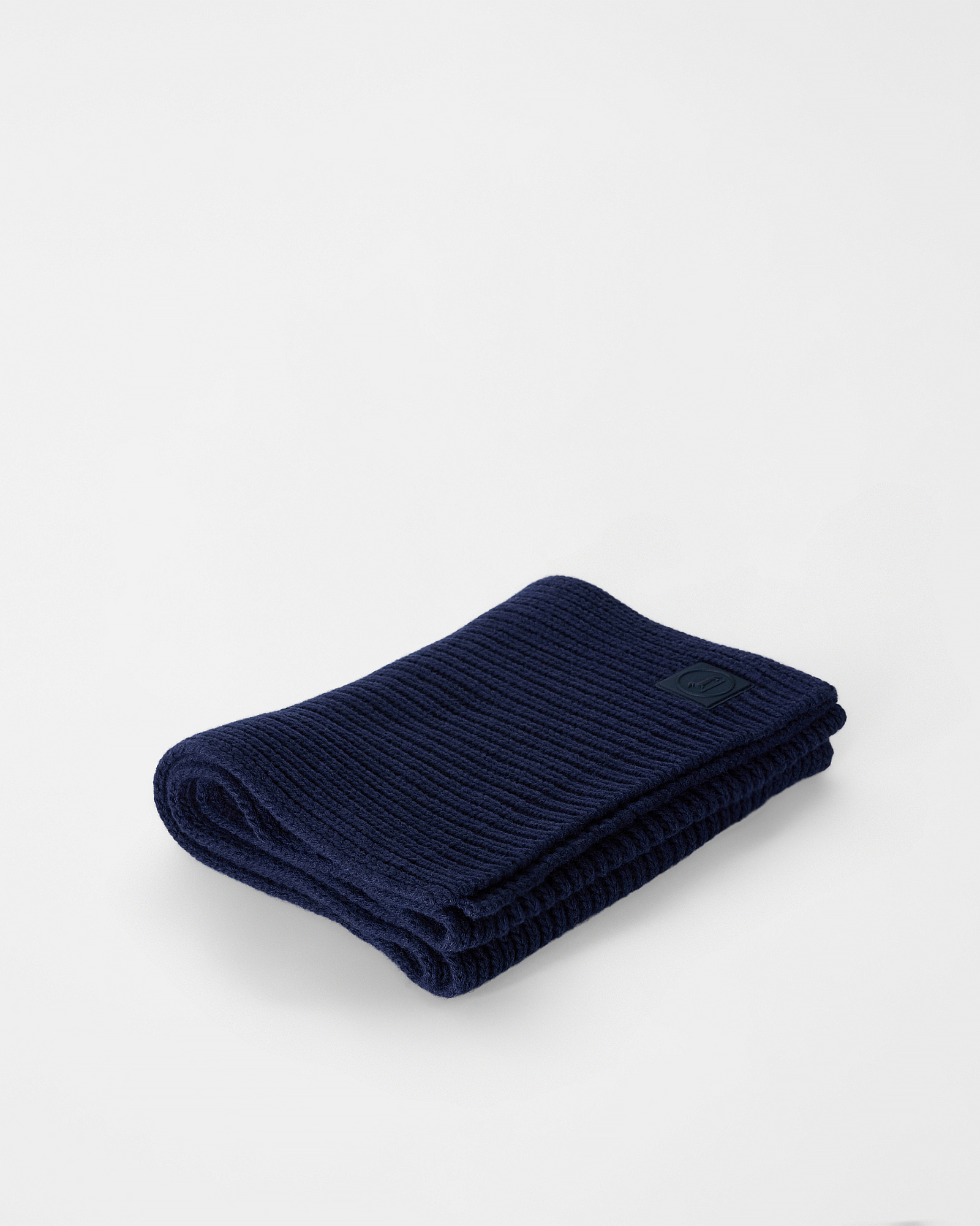 Sciarpa Uomo in misto lana e cashmere con patch signature, BLU NAVY, large