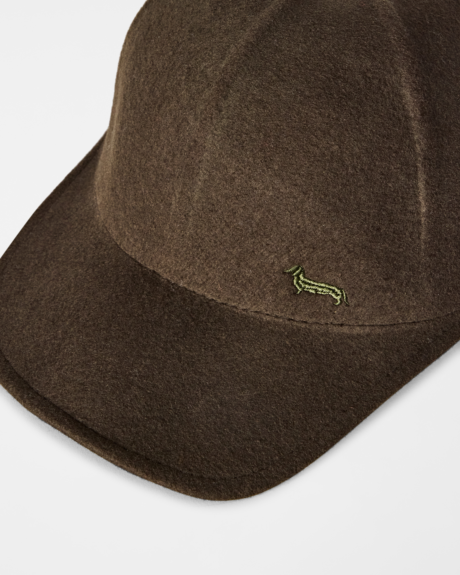 Baseball Cap Uomo in feltro di pura lana con ricamo, VERDE PETROLIO, large