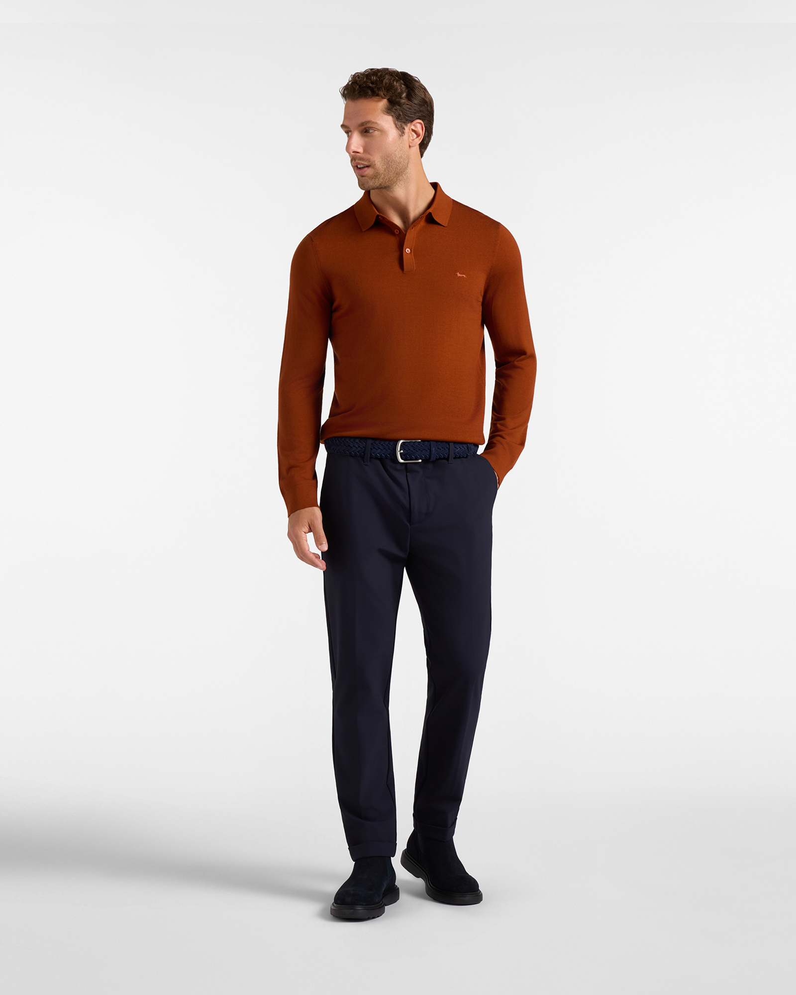 Pantalone Chino Uomo in nylon stretch D-Fit, BLU NAVY, large