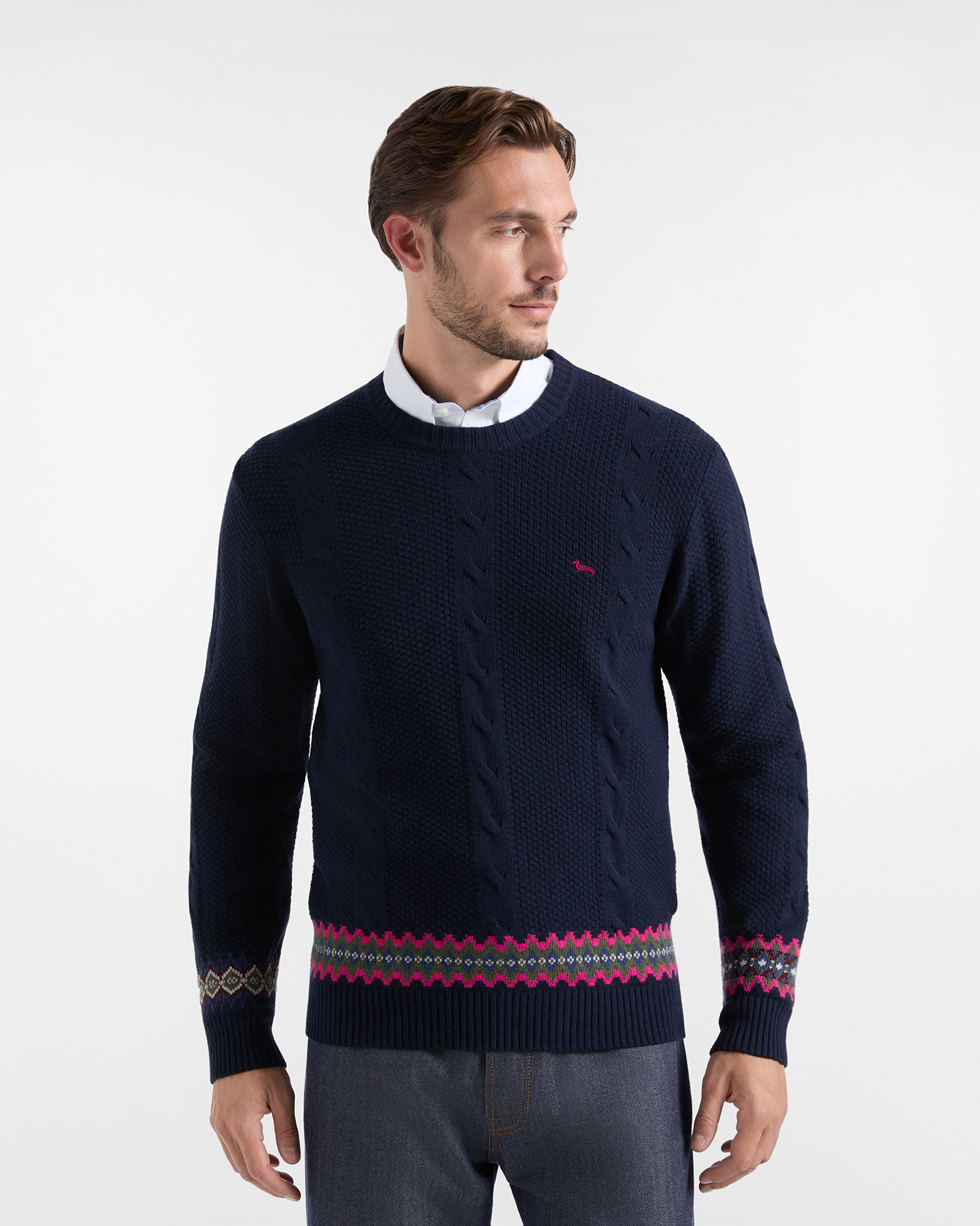 Maglia Uomo in misto lana blu Regular Fit Made in Italy
