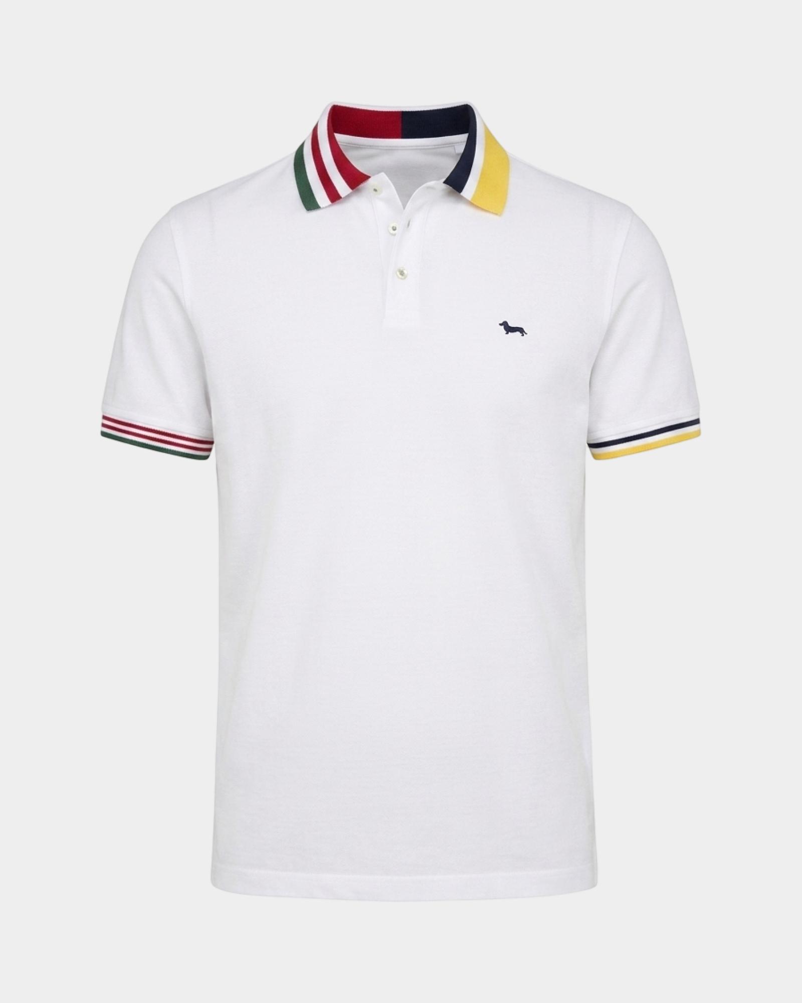 Polo da uomo manica corta in piquet mercerizzato di 100% puro cotone, BIANCO, large