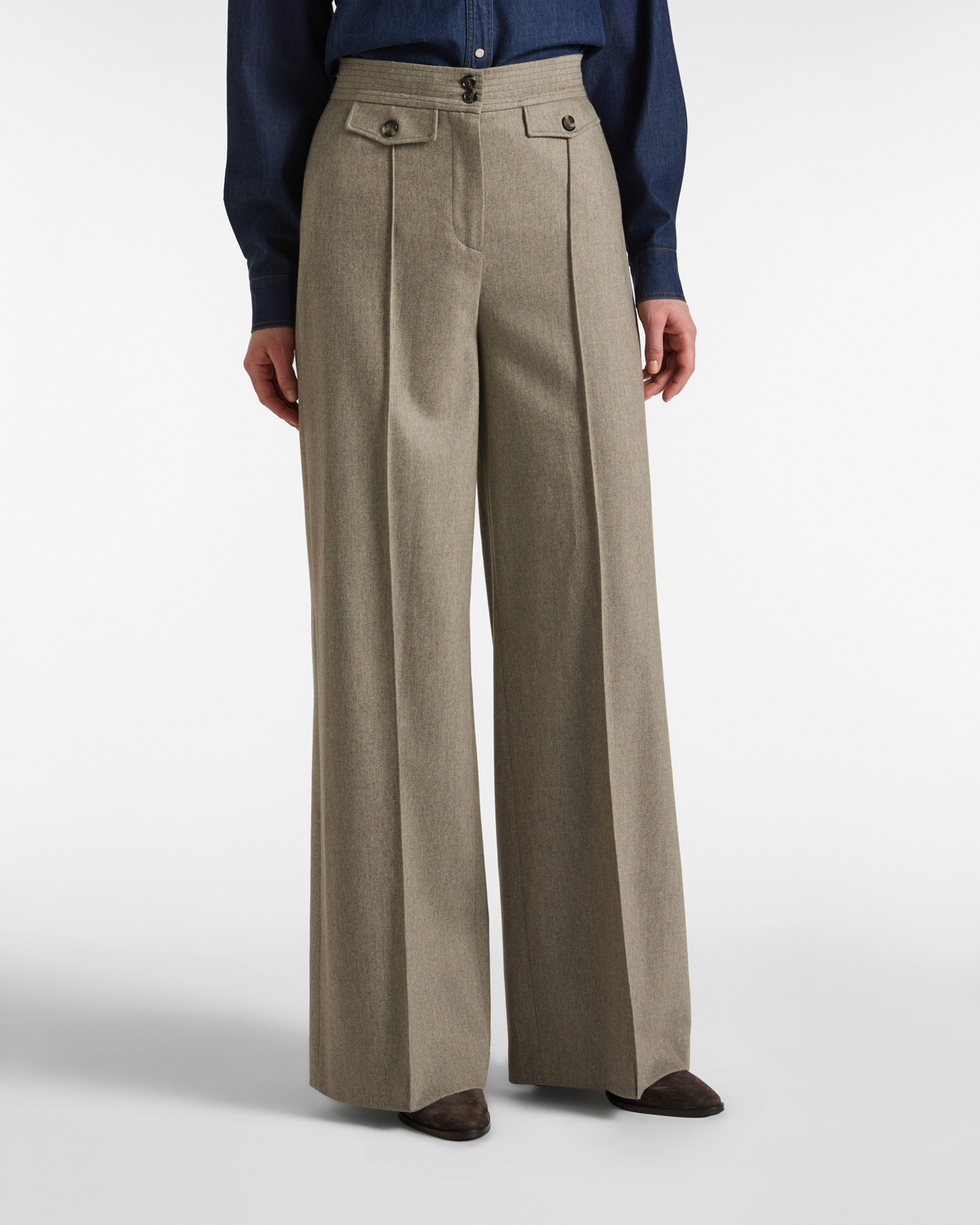 Pantalone Donna vita alta Capsule Qualit&agrave; a Colori beige