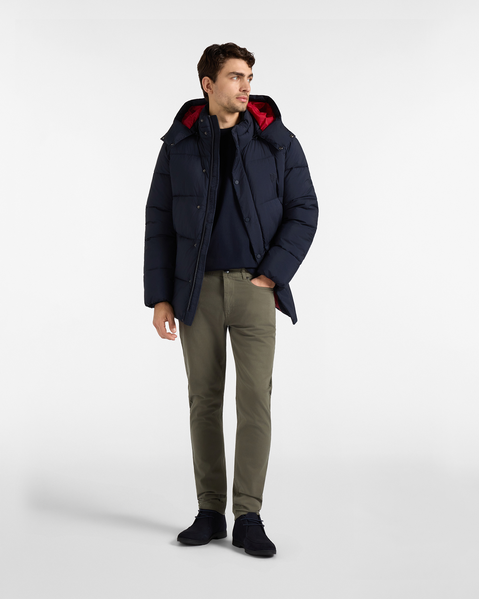 Pantalone HBJ Uomo 5 Tasche Narrow Fit in Gabardina di Cotone Stretch, VERDE, large
