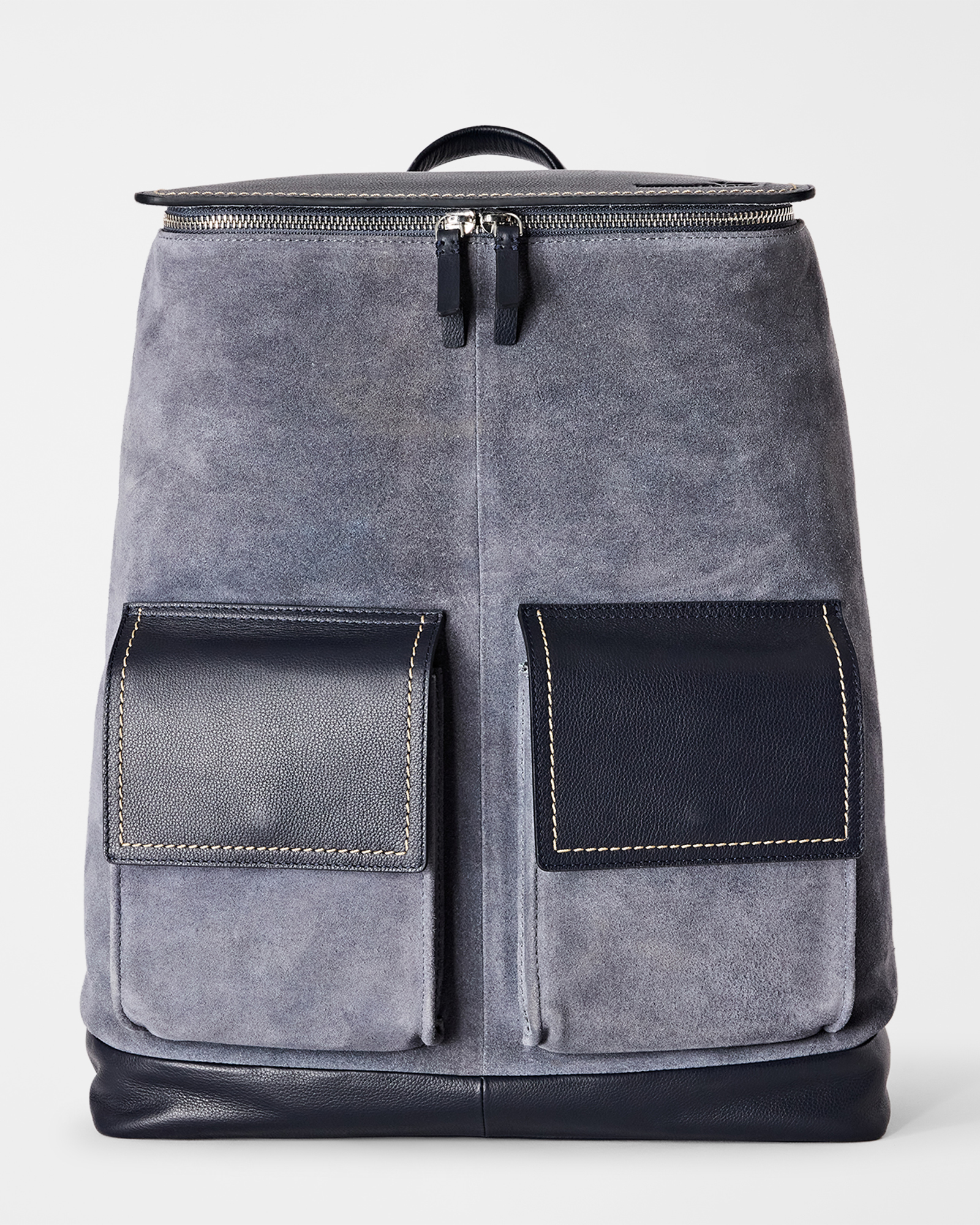 Zaino Uomo in pelle scamosciata e pelle liscia, AZZURRO POLVERE, large