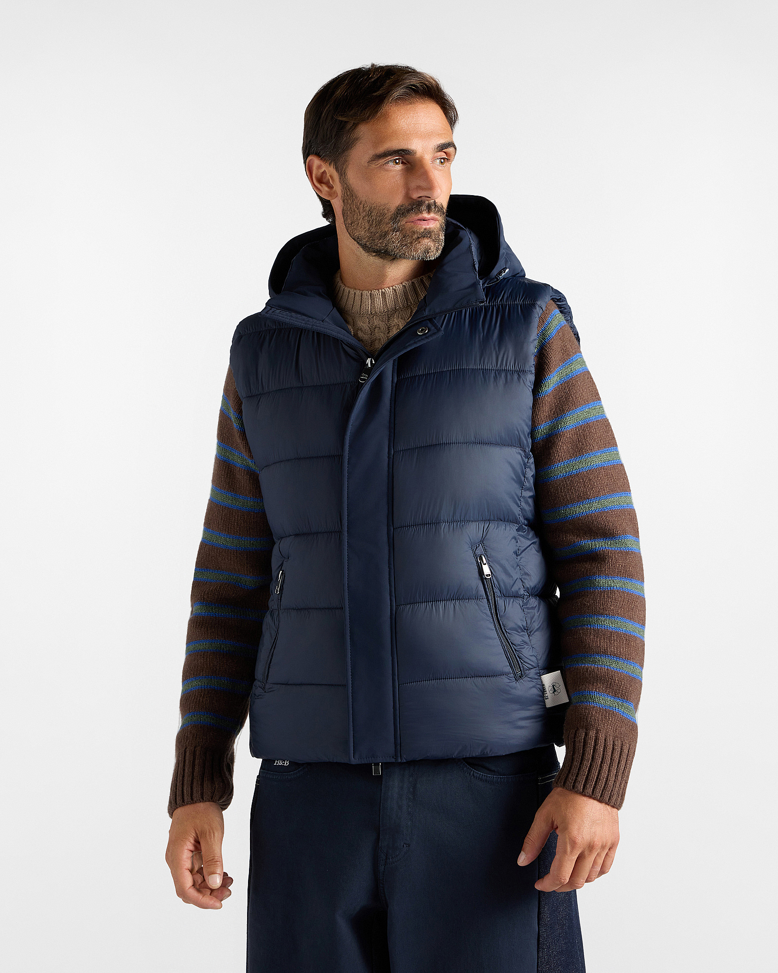 Gilet Trapuntato Uomo Re-Worked in Nylon Tecnico Blu Navy Re-Loved Made in Italy